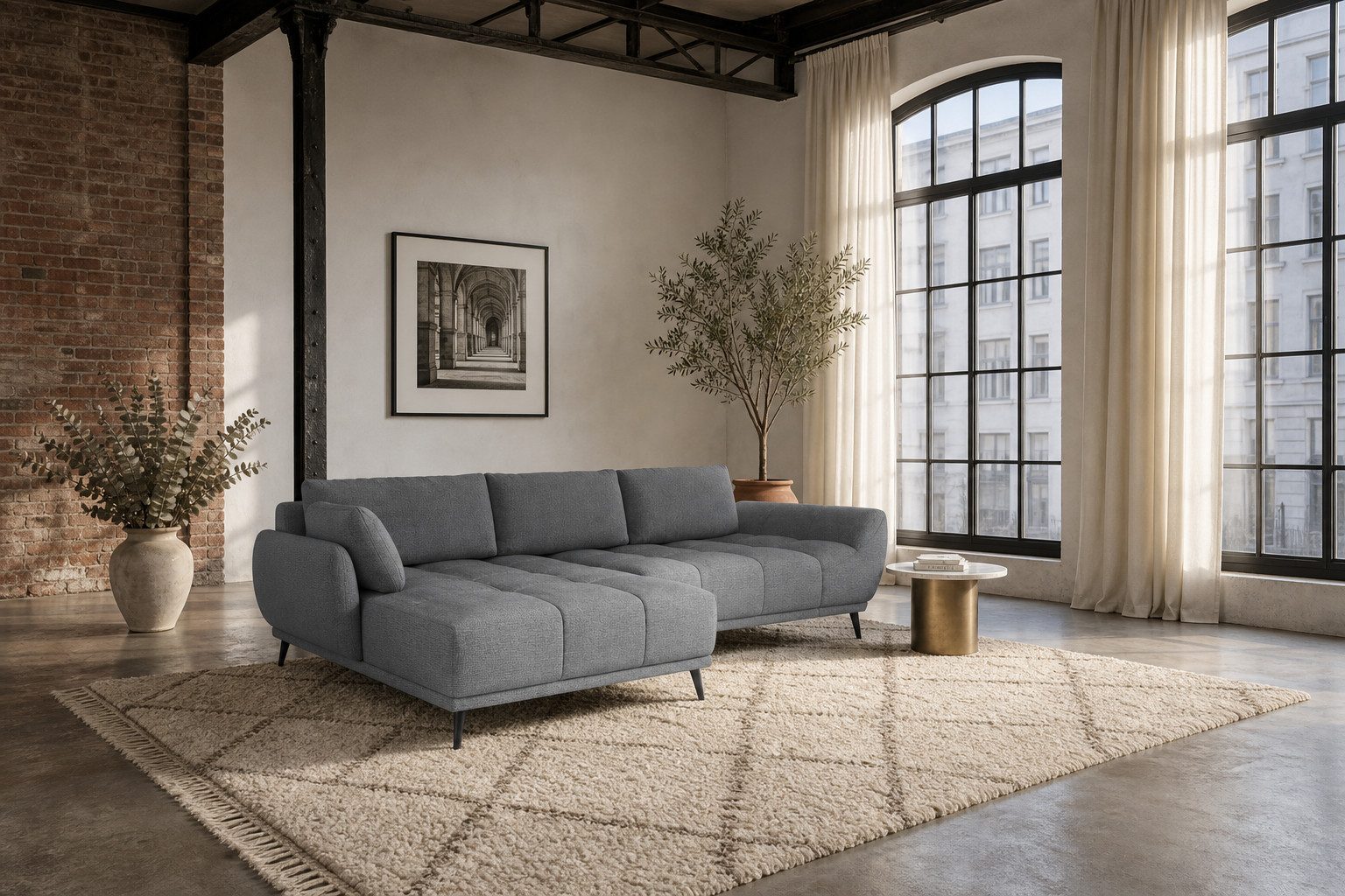 foamnova Schlafsofa Ferrara, mit Schlaffunktion, Maße B 270 × T 169 × H 68 cm, Recamiere, Maße Liegefläche 208 × 130 cm, mit Bettkasten, Rücken echt