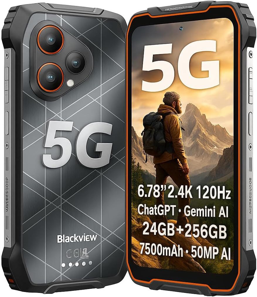 blackview Outdoor Smartphone 5G 7500mAh 120Hz 256GB Nachtsicht Kamera Smartphone (17.22 cm/6.78 Zoll, 256 GB Speicherplatz, 50 MP Kamera)