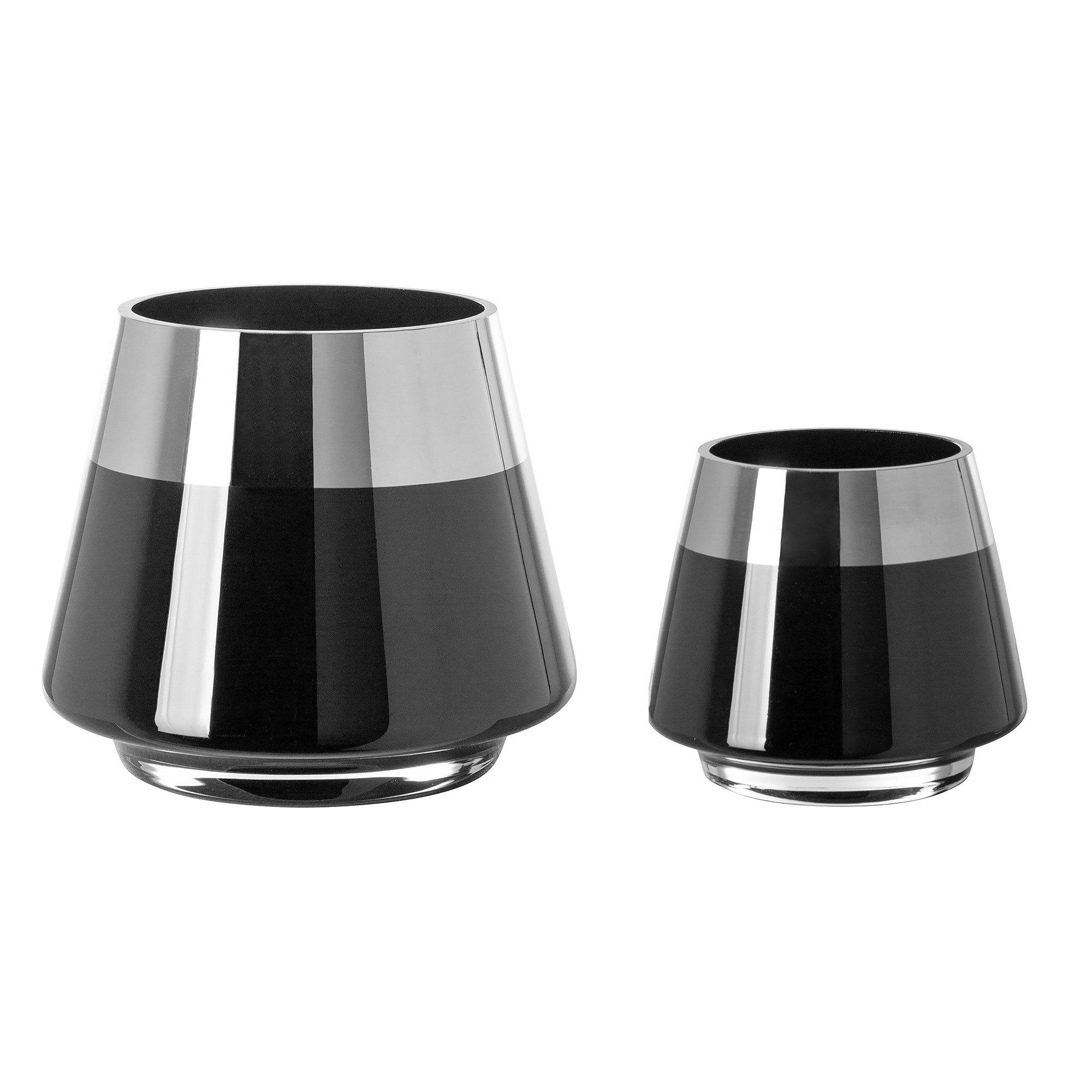 Fink Teelichthalter JONA - 2er Set Teelichthalter aus Glas in Schwarz/Silbe günstig online kaufen