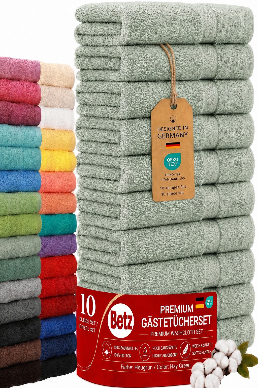 Betz Gästehandtücher 10 tlg. Gästehandtücher-Set PREMIUM 100 % Baumwolle 30x50cm, 100% Baumwolle (10-St)