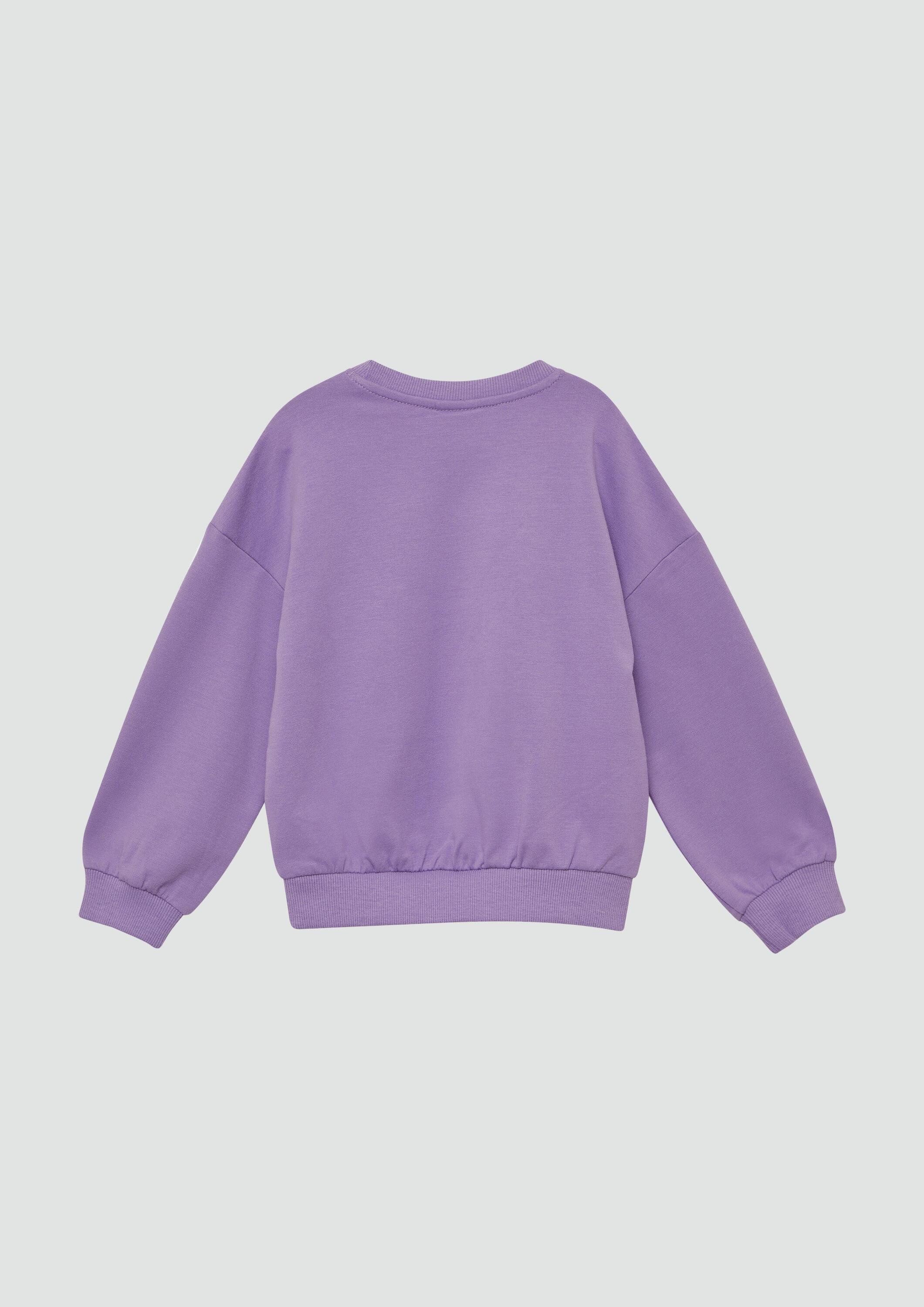 s.Oliver Sweatshirt Sweatshirt Oversized Sweatshirt mit Frontprint und Blüten-Applikation