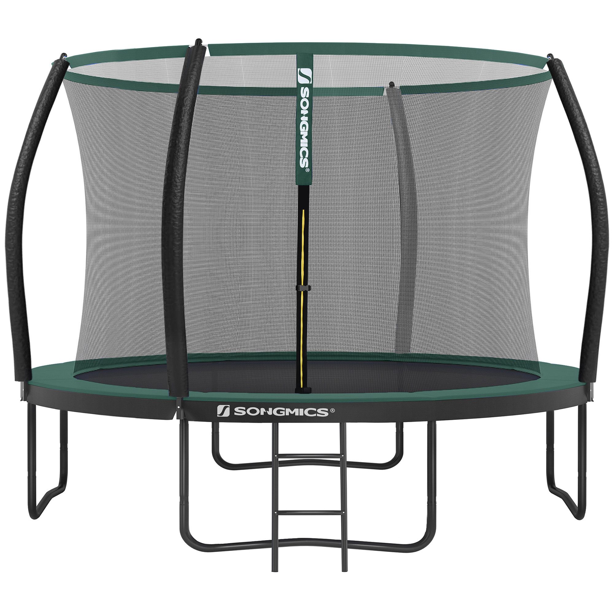 SONGMICS Gartentrampolin Ø 244/305/366/427 cm, Ø 305 cm, bis zu 80-150 kg belastbar, Trampolin mit Leiter und Sicherheitsnetz