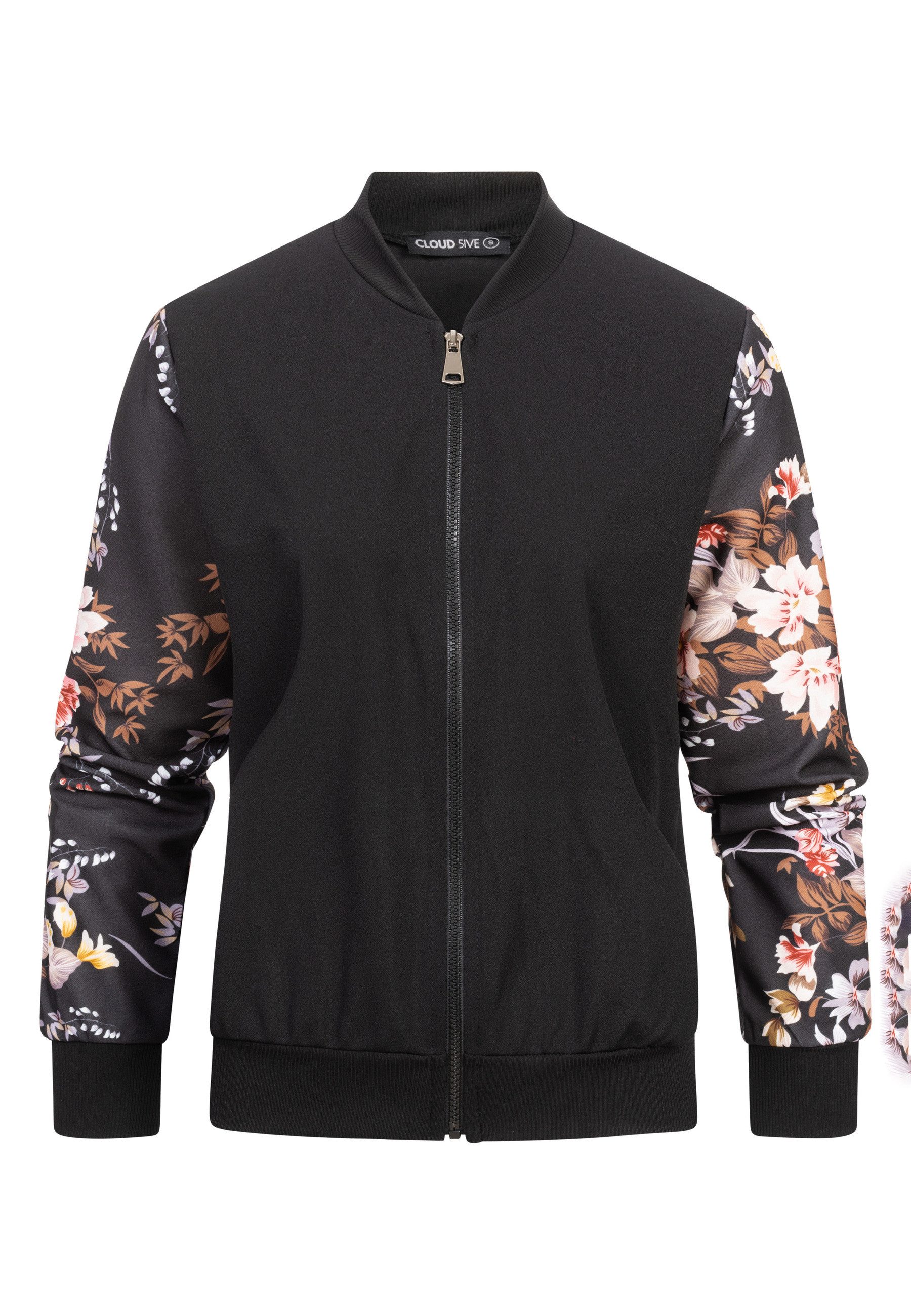 CLOUD 5IVE Bomberjacke CLOUD 5IVE Blouson with Flower Print Sleeves (1-St)