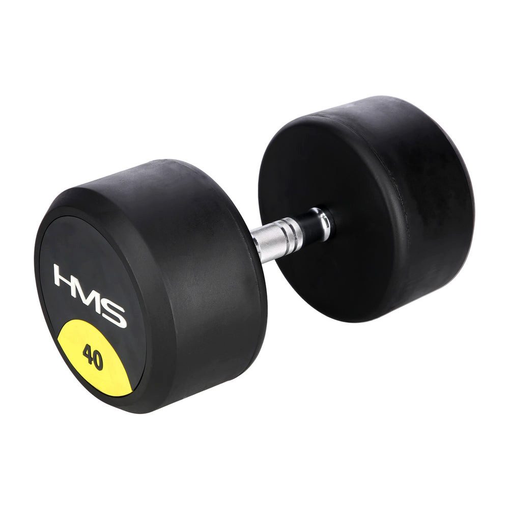 HMS Hantel Rundhantel Gummihantel Krafttraining, (Spar-Set, 40 kg robust), gerändelter Griff, Chromstahl, bodenschonend