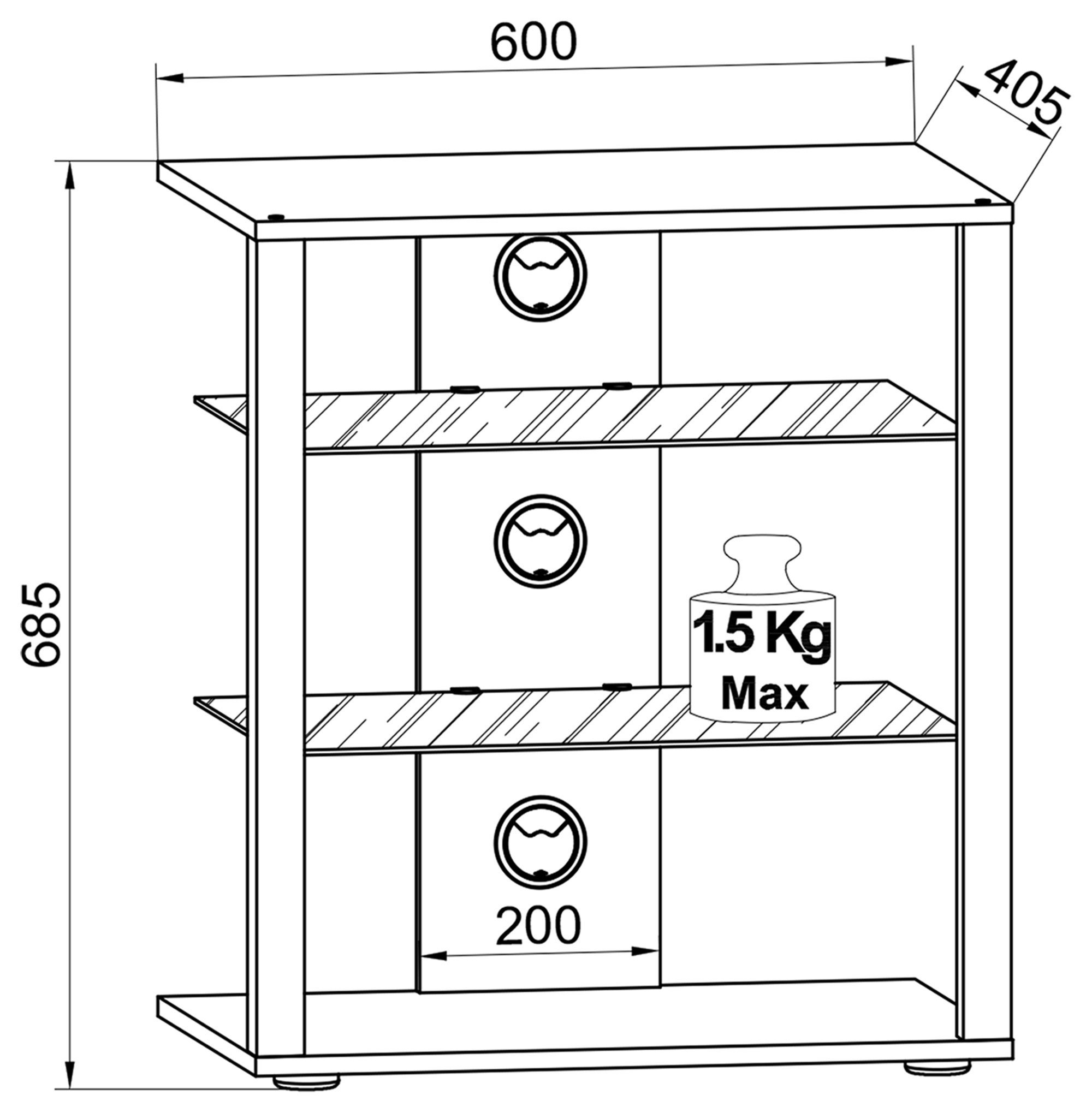 VCM Audio-Board Folas Ro. B. 60 x T. 41 x H. 70 cm, Für Hifi-Anlage, Receiver und TV-Technik, für Wohnzimmer und Mediaraum – Bild 4 von 4