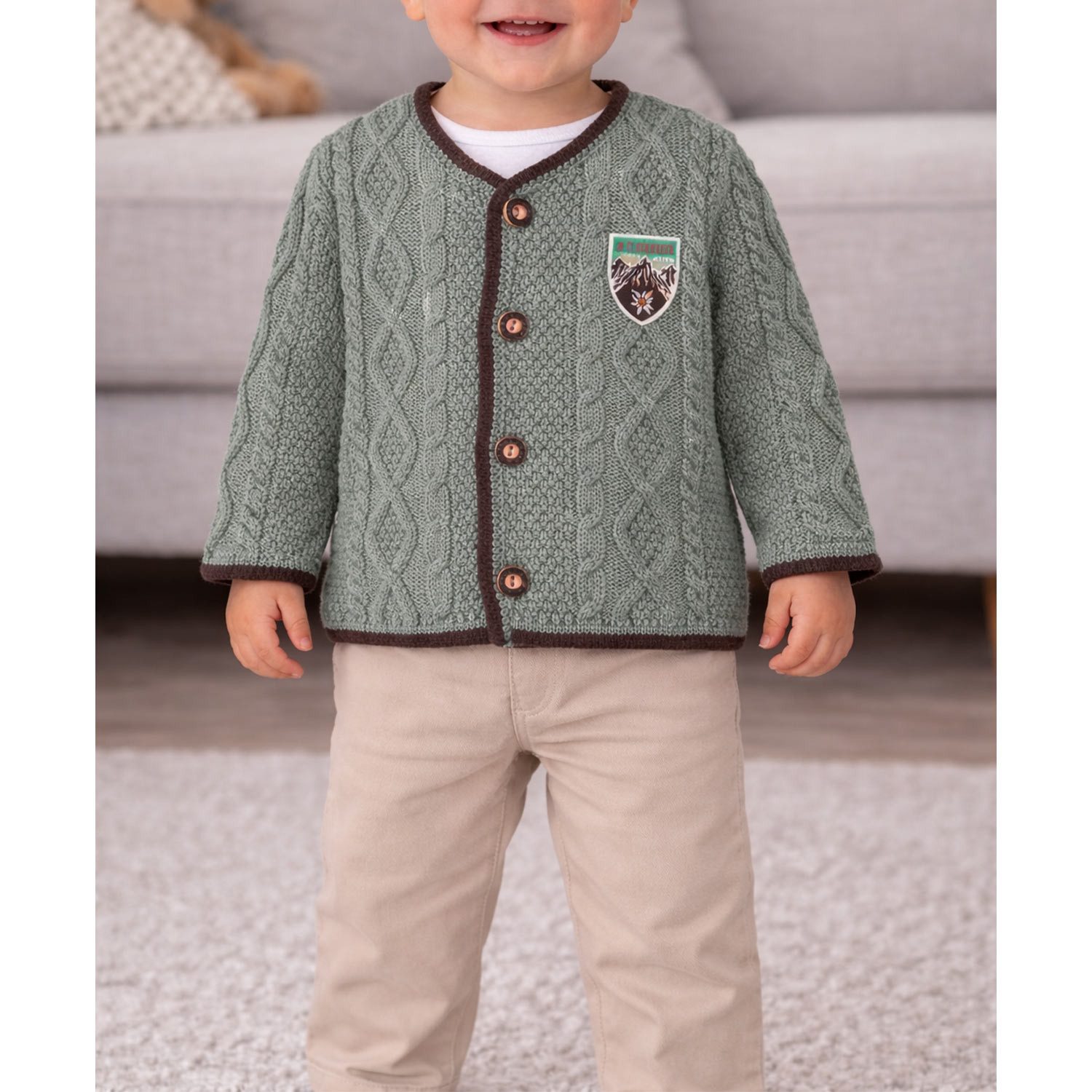 BONDI Trachtenjacke Baby Jungen Strickjacke 91785, Kiwi