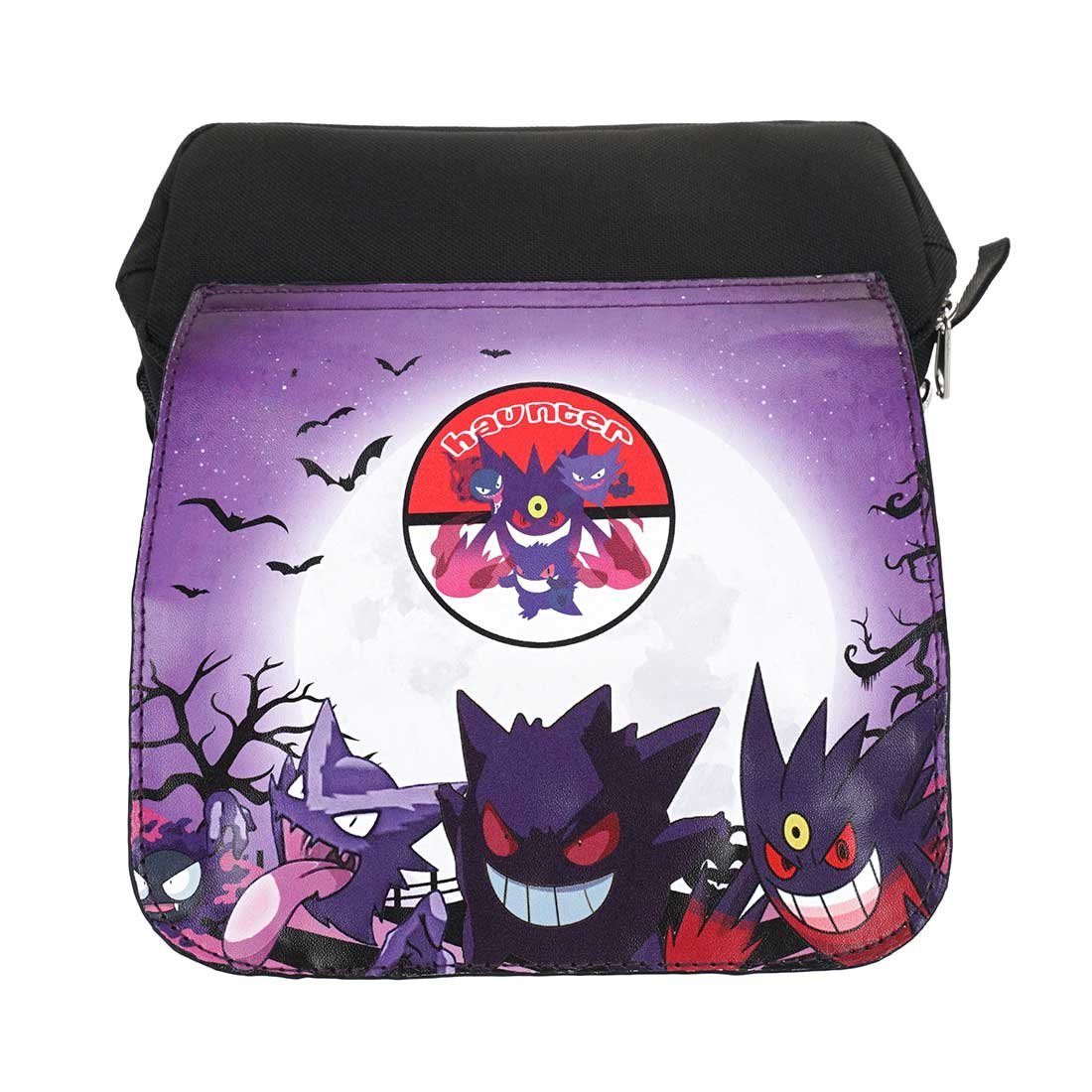 Gengar Leder PU lila Abdeckung, Pokemon Federtasche GalaxyCat Federmäppchen Große mit Federmäppchen Federtasche,