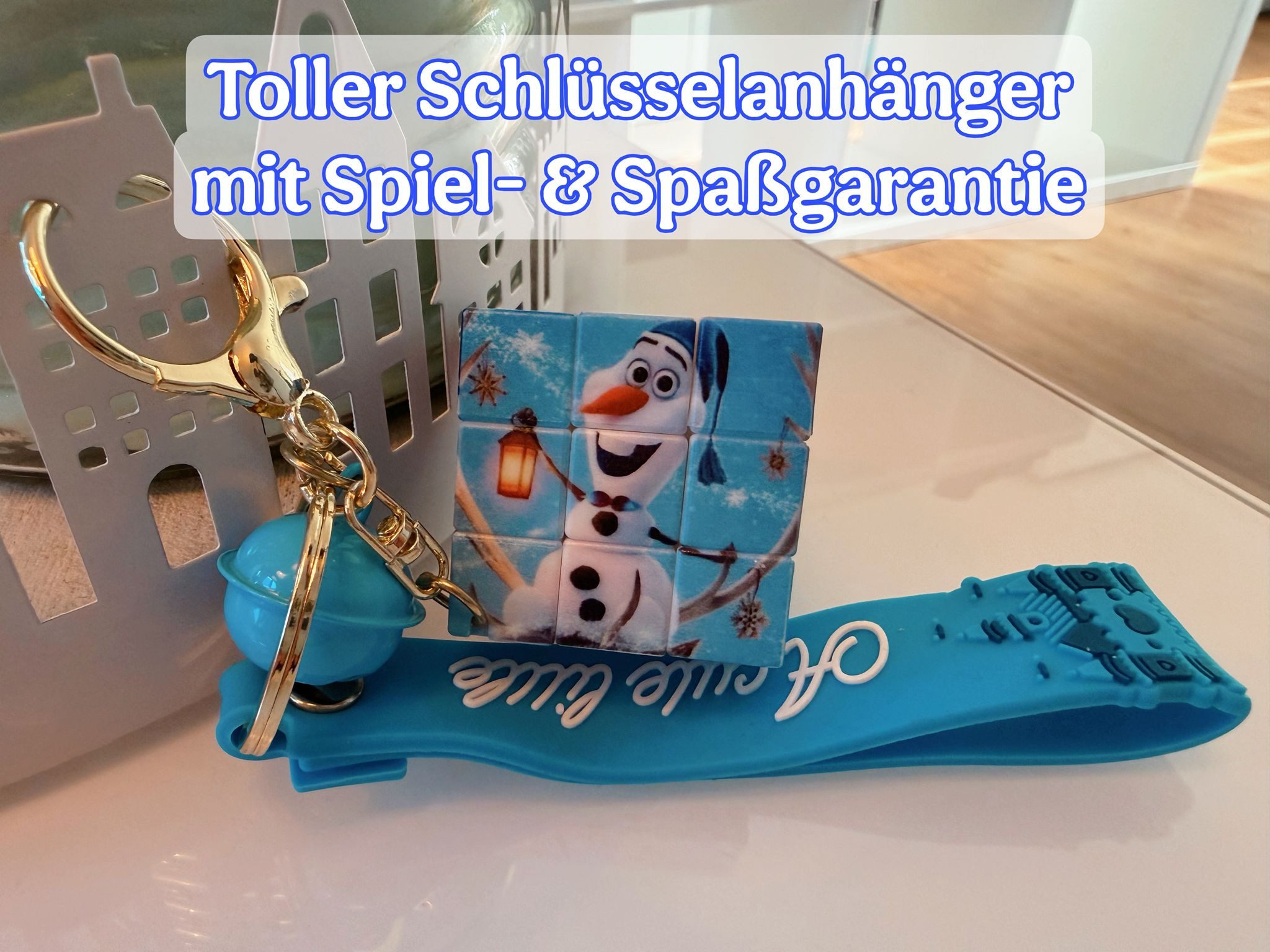 Disney Schlüsselanhänger Mini Würfel Frozen die Eiskönigin 3,5x3,5cm Schlüsselanhänger Glocke (Set, 1-tlg., Geschenk-Set), Motivwürfel Cubix Zauberwürfel für Kinder Geschenke