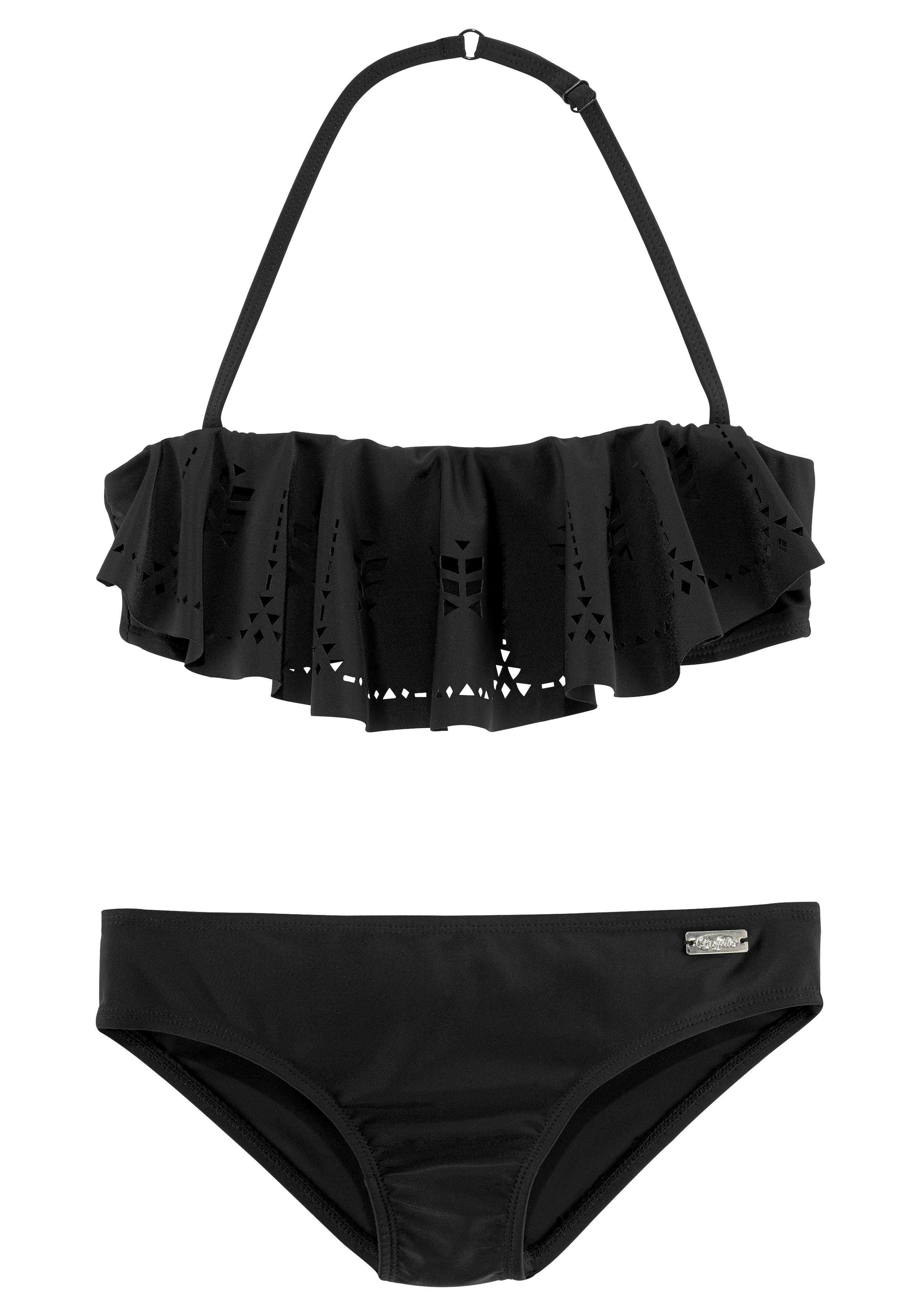 Buffalo Bandeau-Bikini mit modischem schwarz Volant