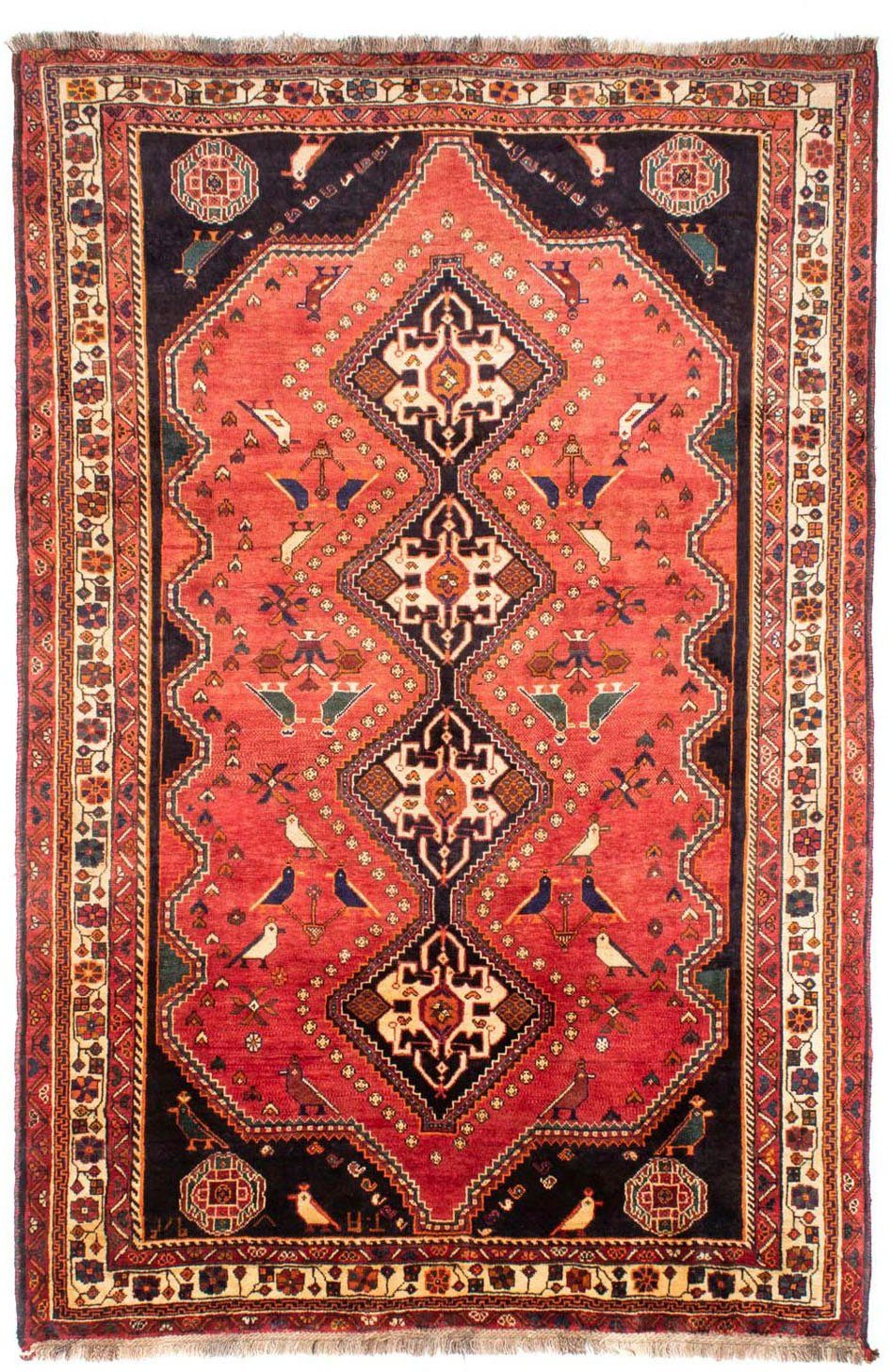 rechteckig, Unikat cm, Medaillon Shiraz Höhe: chiaro 290 mit mm, 10 morgenland, Zertifikat 195 x Wollteppich Rosso