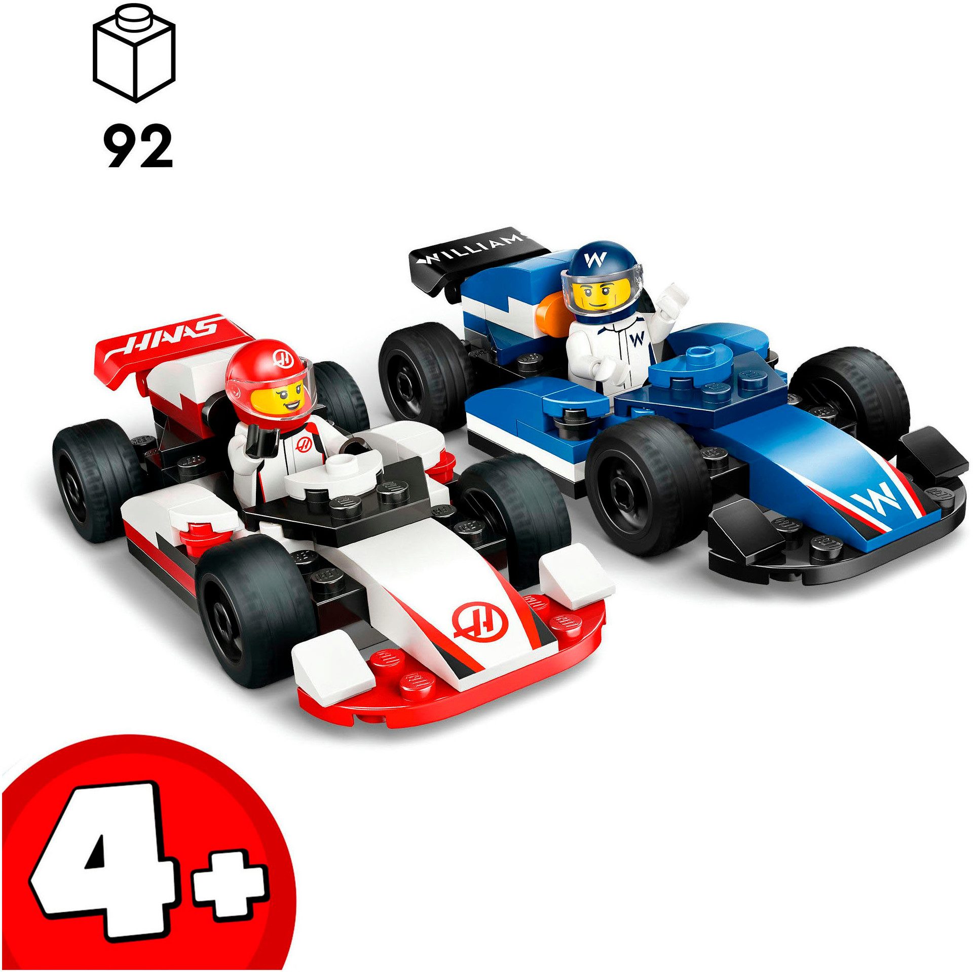 LEGO® F1® Williams Racing und Haas F1® Rennautos (60464), LEGO City Konstruktionsspielsteine, (92 St), Made in Europe