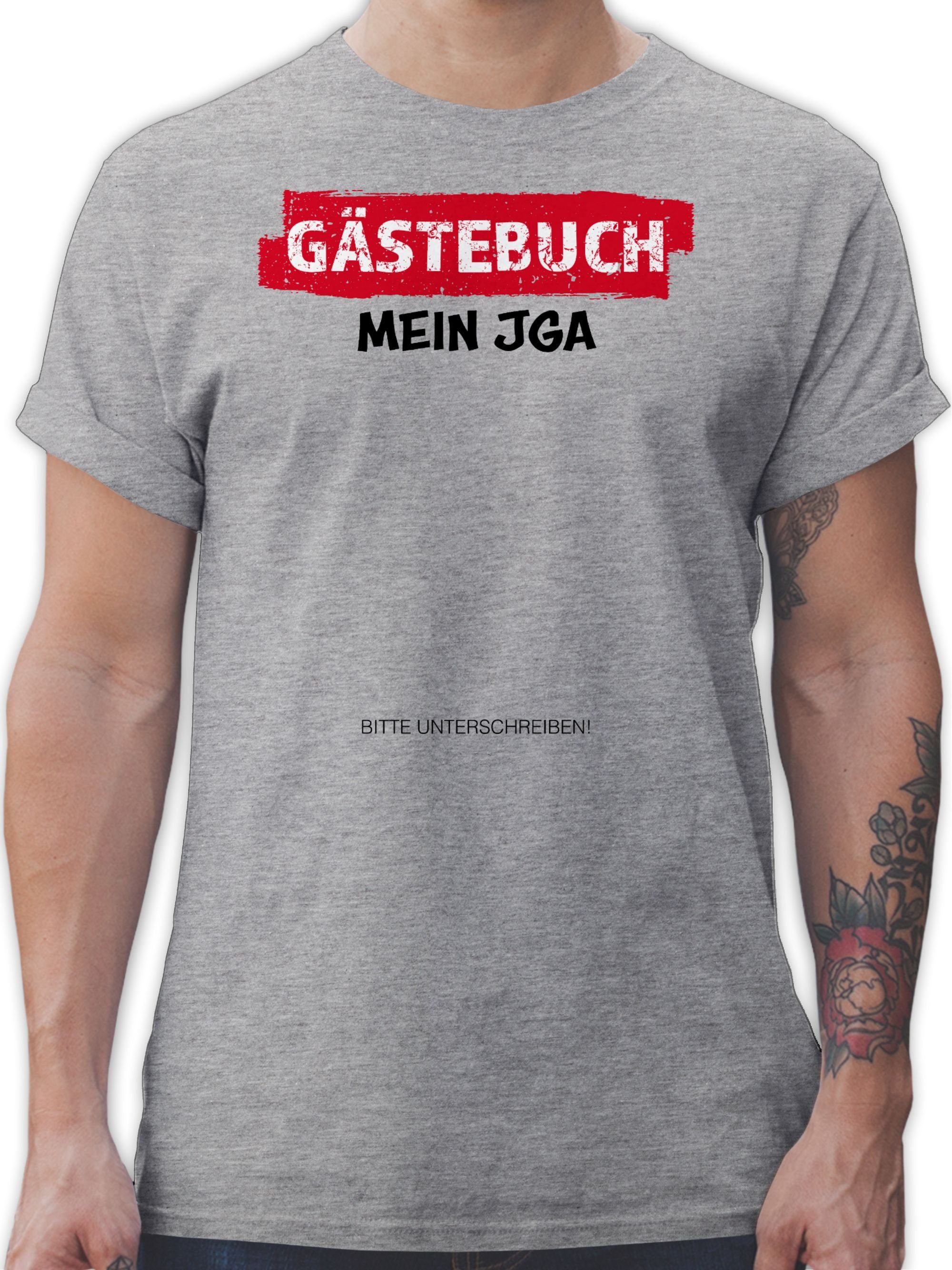 Shirtracer T-Shirt JGA Gästebuch I Unterschreiben Gäste JGA Männer 3 Grau meliert