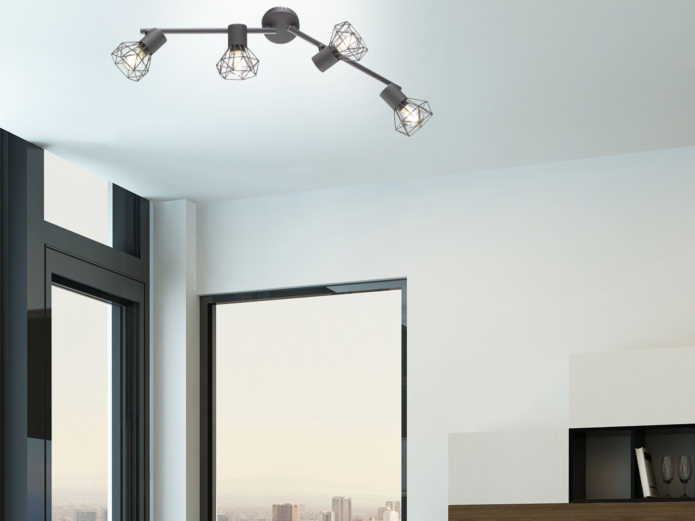 FISCHER & HONSEL LED Deckenleuchte, schwenkbar, LED wechselbar, Warmweiß, Industriedesign Decken-Strahler, Strahlerleiste mehrflammig 60cm lang