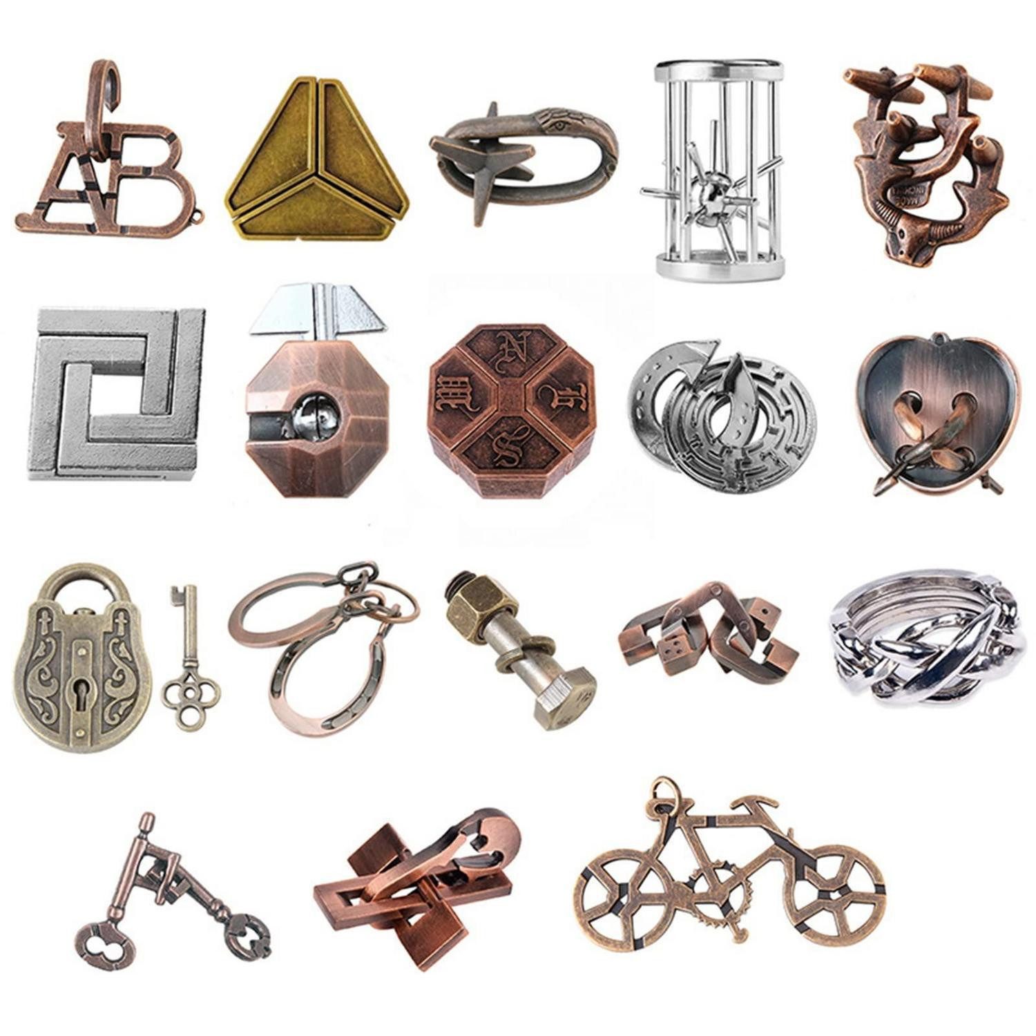 LuxusKollektion Puzzle Knobelspiel Metall Puzzle Set Mittlere Schwierigkeit, Puzzleteile