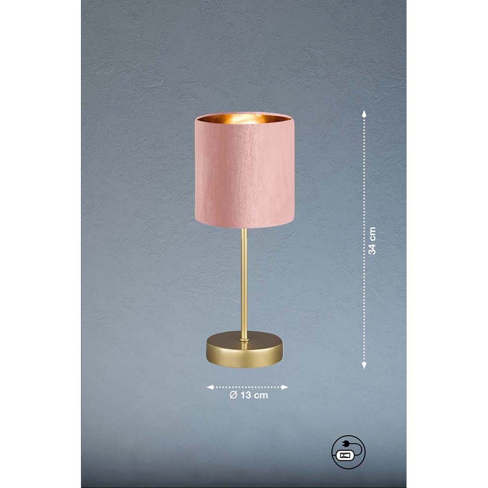 Roséfarbe Schlafzimmerlampe H Tischleuchte, Gold Nachttischlampe Tischleuchte LED cm 34 etc-shop