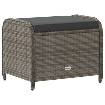 vidaXL Hocker Gartenhocker mit Kissen Grau 58x46x46 cm Poly Rattan (1 St)