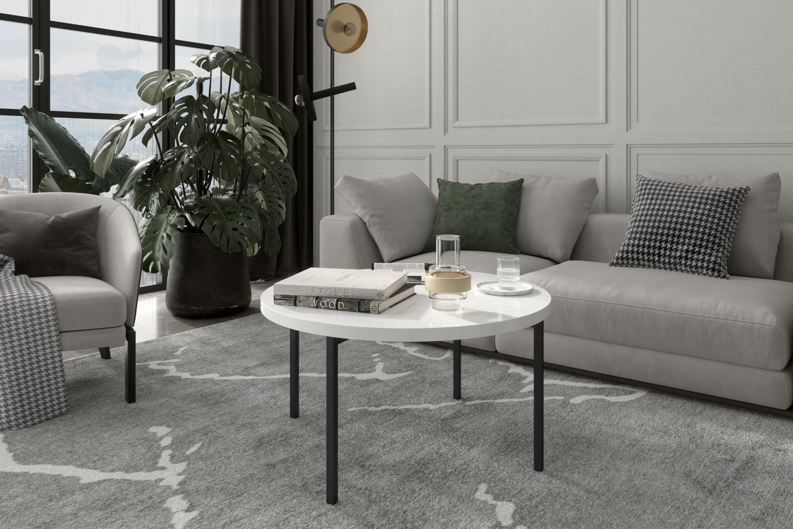 KONSIMO® Couchtisch Couchtisch GERIS, Loft-Stil, mit Metallfüßen, industrieller Stil