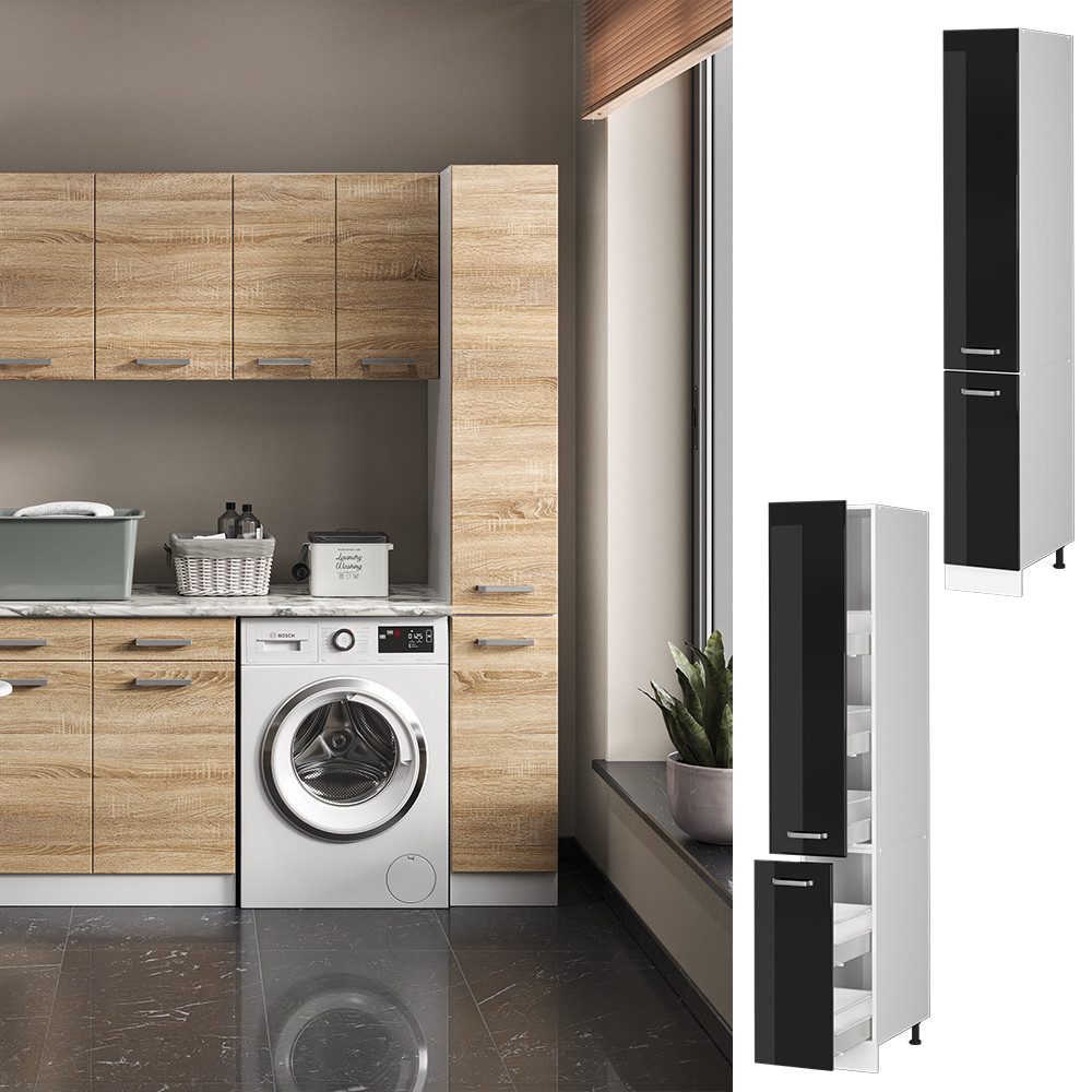 Vicco Schranksystem R-Line, Schwarz Hochglanz/Weiß, 30 günstig online kaufen