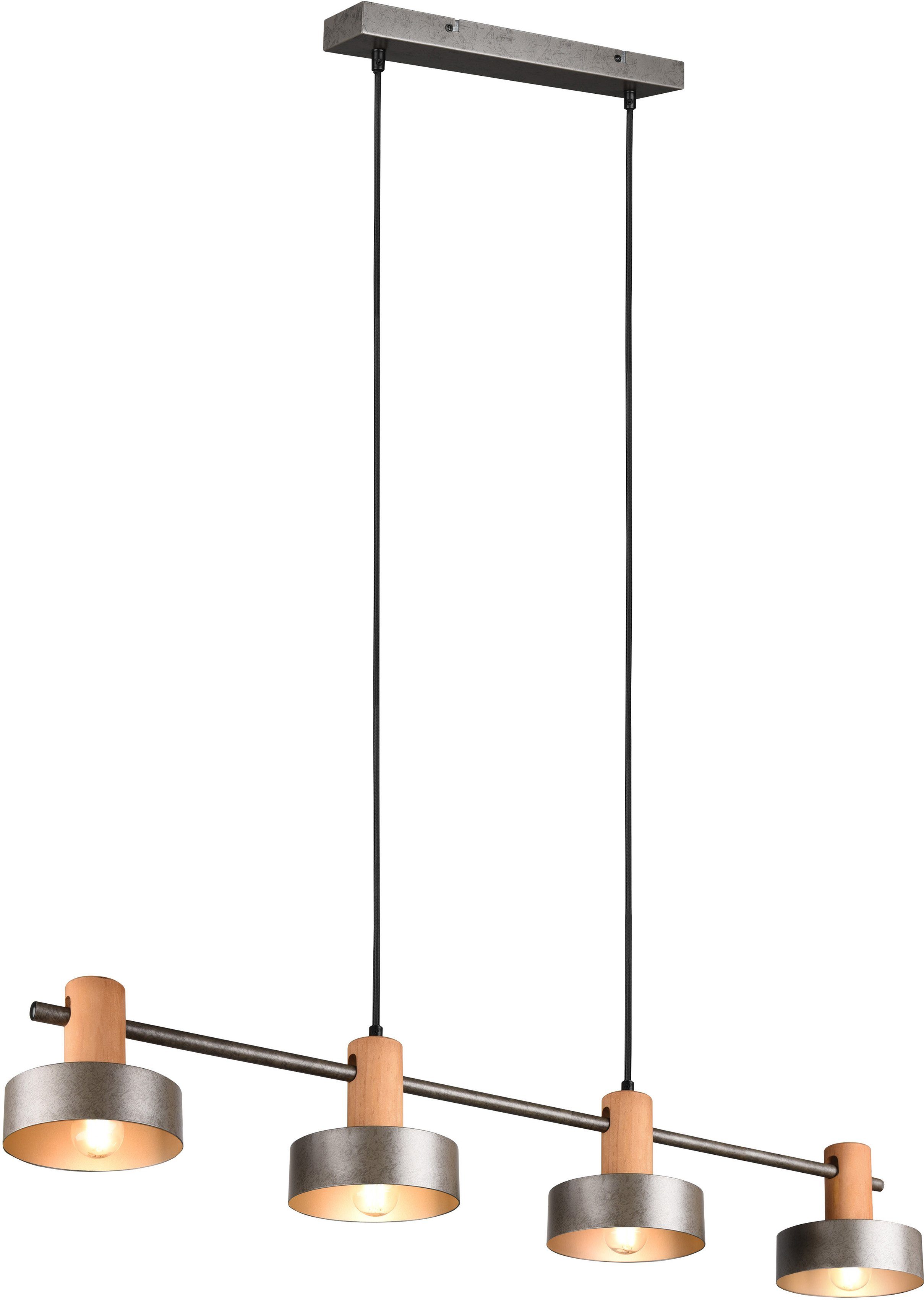 TRIO Leuchten Pendelleuchte GAYA, ohne Leuchtmittel, mit Holz-Deko, Breite  90 cm, Abhängung 150 cm, Schirm Ã˜ 15cm