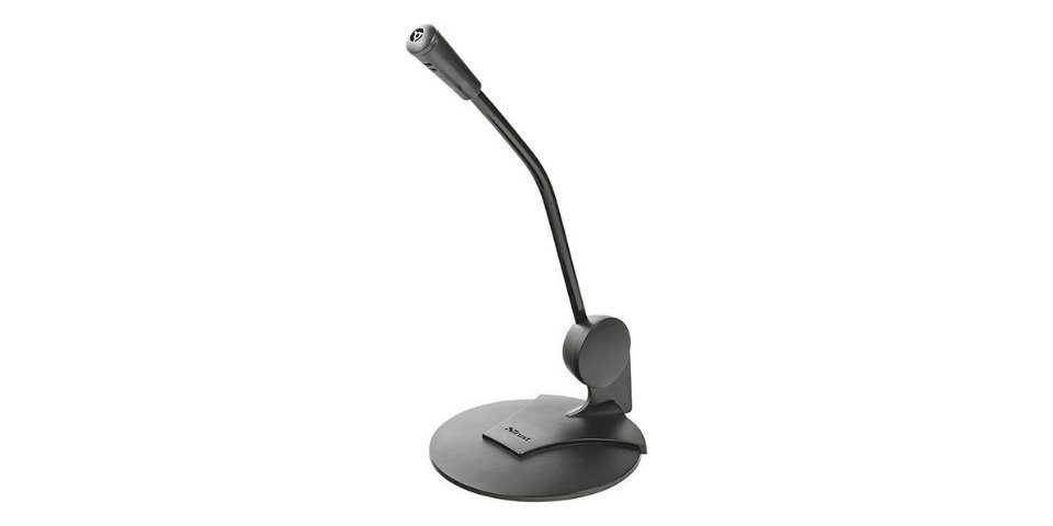Trust Standmikrofon Primo Tisch-Mikrofon Desktop Mic Ständer für PC schwarz, Omnidirektional,3,5 mm Klinke