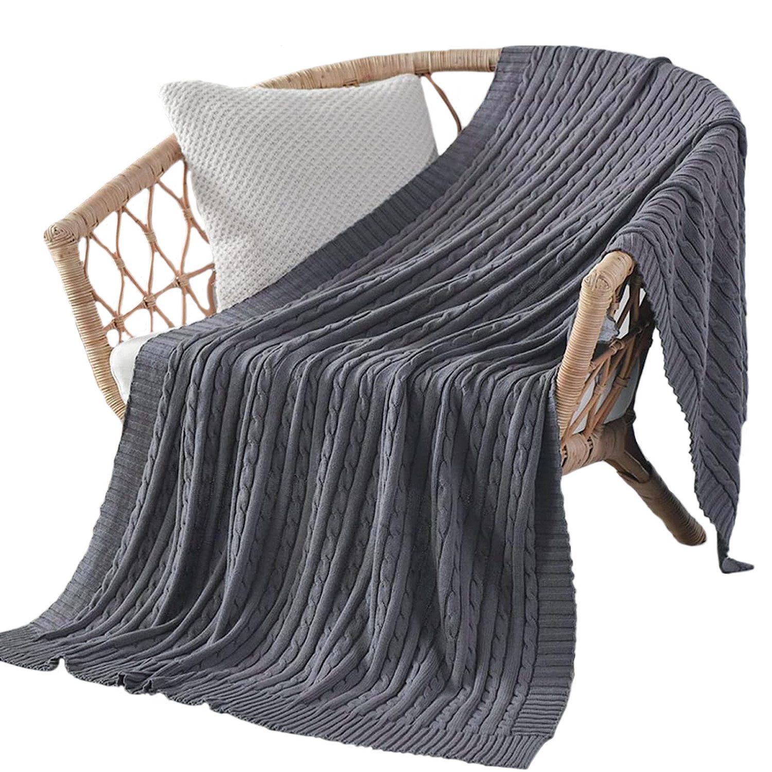 Einschlagdecke Weiche gestrickte Wolldecke, Sofadecke, Schlafdecke, zggzerg, Baumwollgewebe