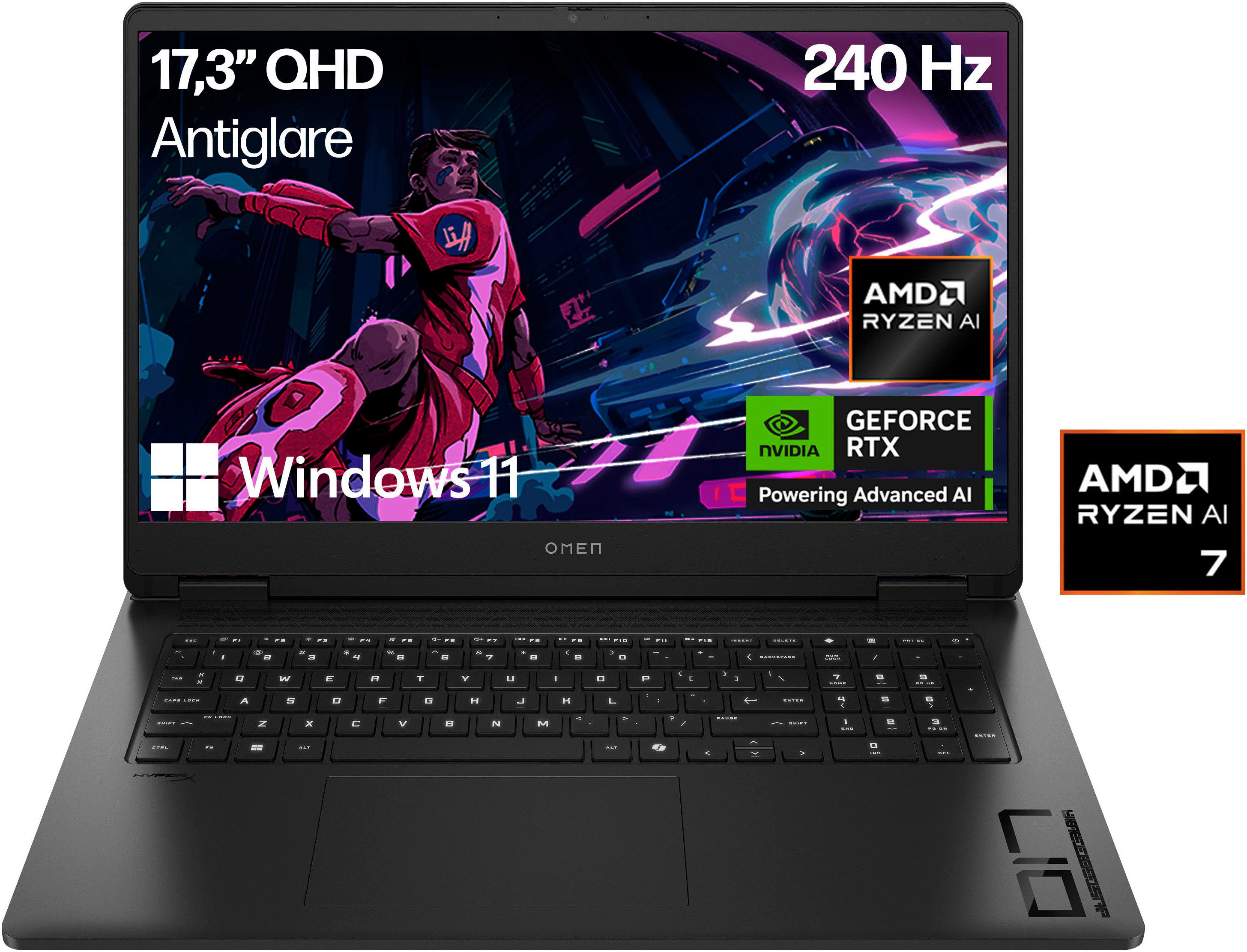 HP OMEN 17-db1071ng Gaming-Notebook (43,9 cm/17,3 Zoll, AMD Ryzen™ AI 7 350, GeForce RTX 5060, 1000 GB SSD)