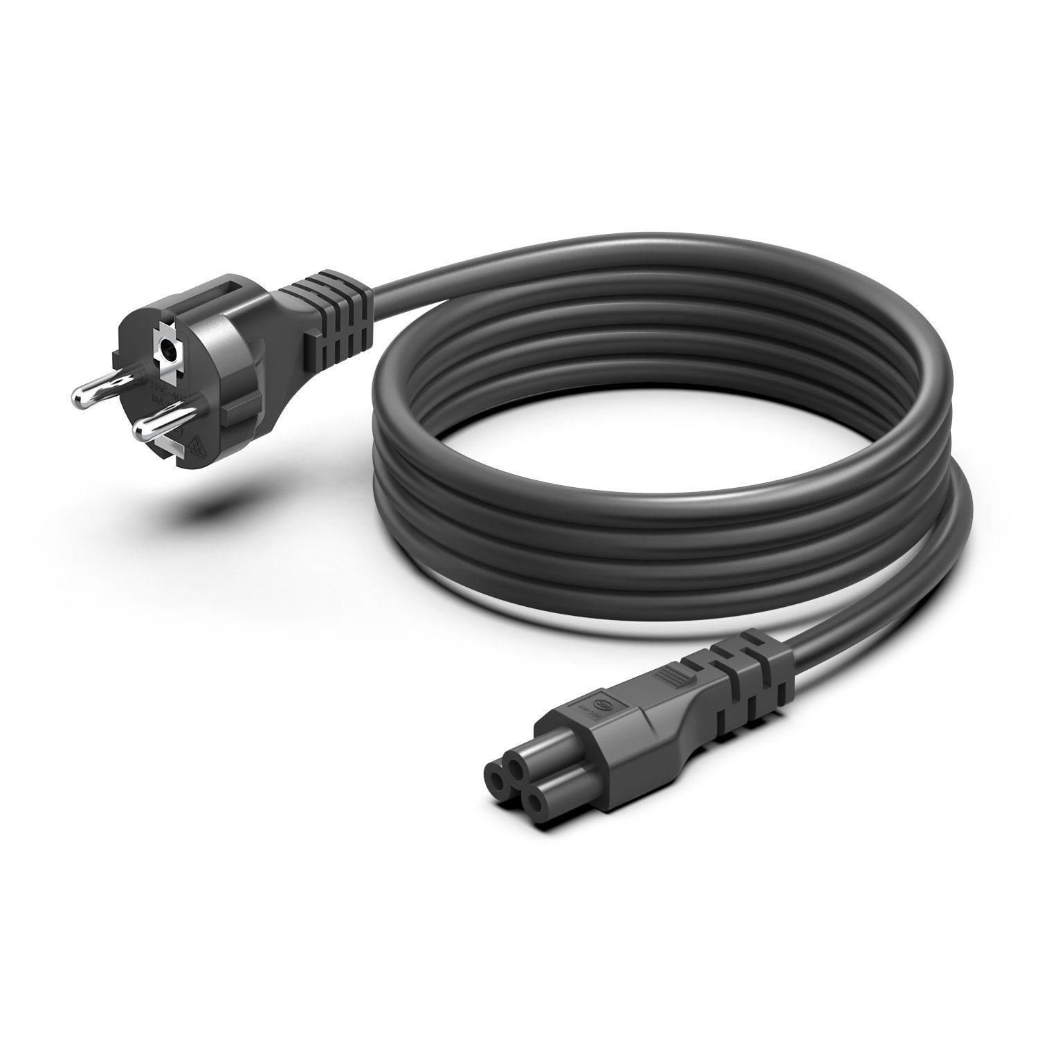 HKY Euro Netzkabel 2M Kleeblatt Micky Maus Kabel für Notebook Laptop Laptop-Kabel, 3-polig mit Schukostecker für HP Acer Asus Lenovo Sony Toshiba, VDE
