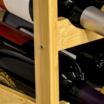 HOMCOM Weinregal aus Bambus für 16 Weinflaschen, 4 Regale, 43 cm x 23,5 cm x 38 cm, Set 1-tlg., Breite 23,5 cm