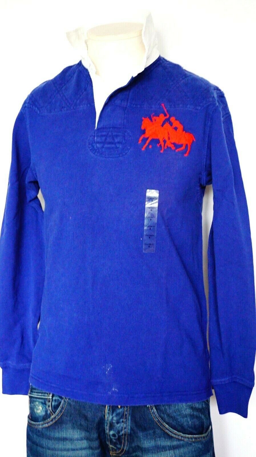 Langarm-Poloshirt »Ralph Lauren Herren LS Rugby Cumfort Fit Shirt, Blau  Langarm Poloshirt«