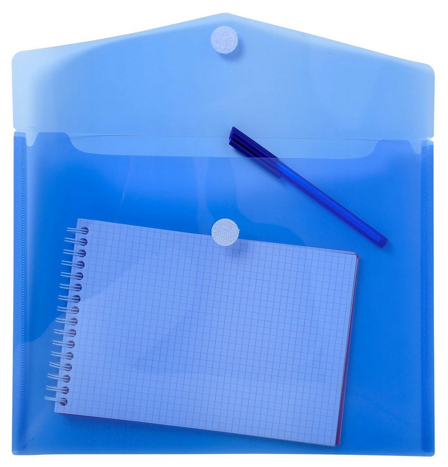 Thumbnail - EXACOMPTA Prospekthülle 10x Packung 5 Prospekttaschen aus PP, A4 - Blau - 56422E, Druckknopf Hülle