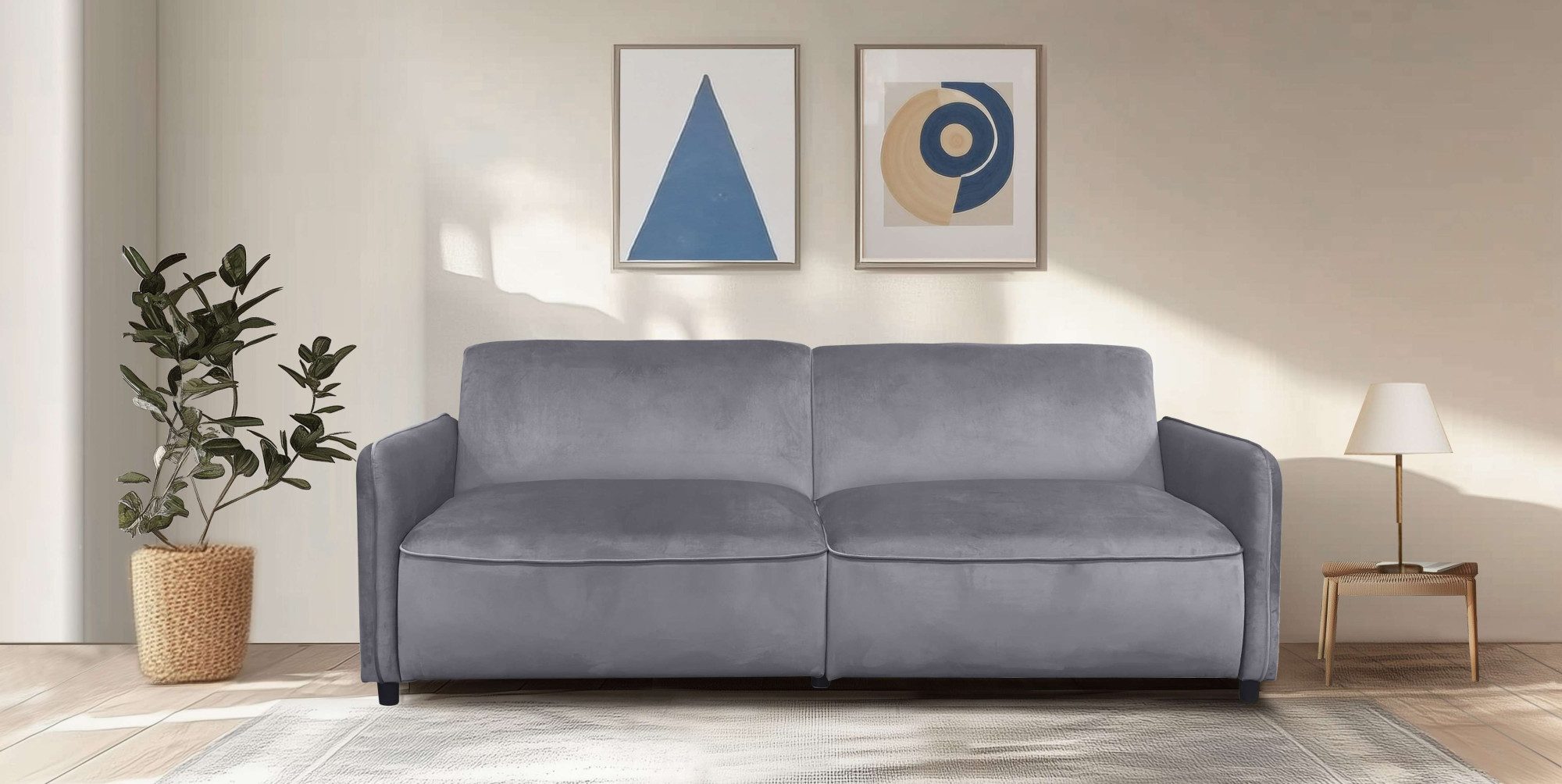 Dorel Home 3-Sitzer Allie Curved Schlafsofa 209 cm, Bettfunktion (110/190), verstellbare Rückenlehne, Cord u. Velours