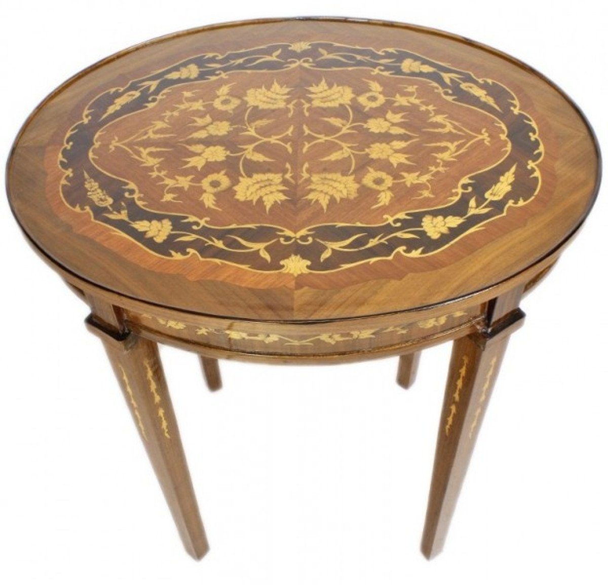 Möbel x Beistelltisch Beistelltisch Barock Ludwig 50cm Antik - - Padrino Tisch Intarsien Mahagoni Stil Casa H80 XVI