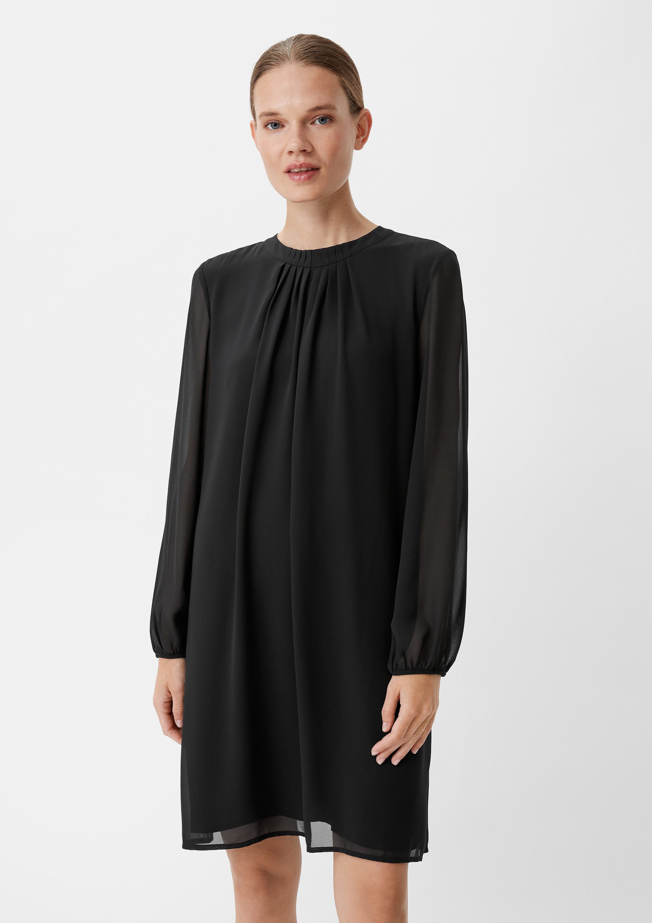 comma Minikleid Kleid Chiffonkleid mit Plisseefalten