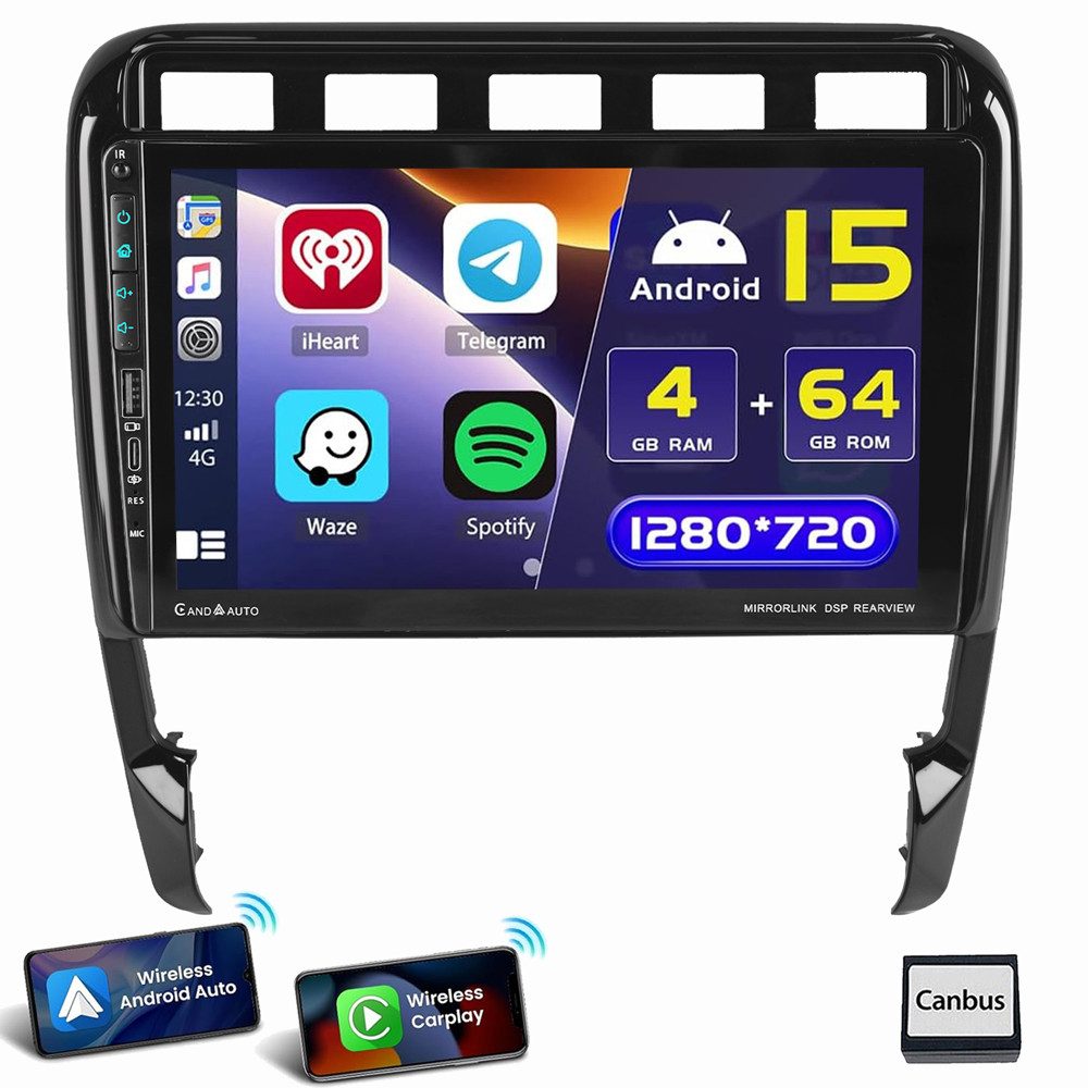 ESSGOO 9“ Für Porsche Cayenne 9PA 2002-2010 CarPlay Autoradio (RDS, 4+64GB optional, Digitalradio (DAB), FM, Apple Carplay Android Auto GPS Navi WIFI BT EQ)