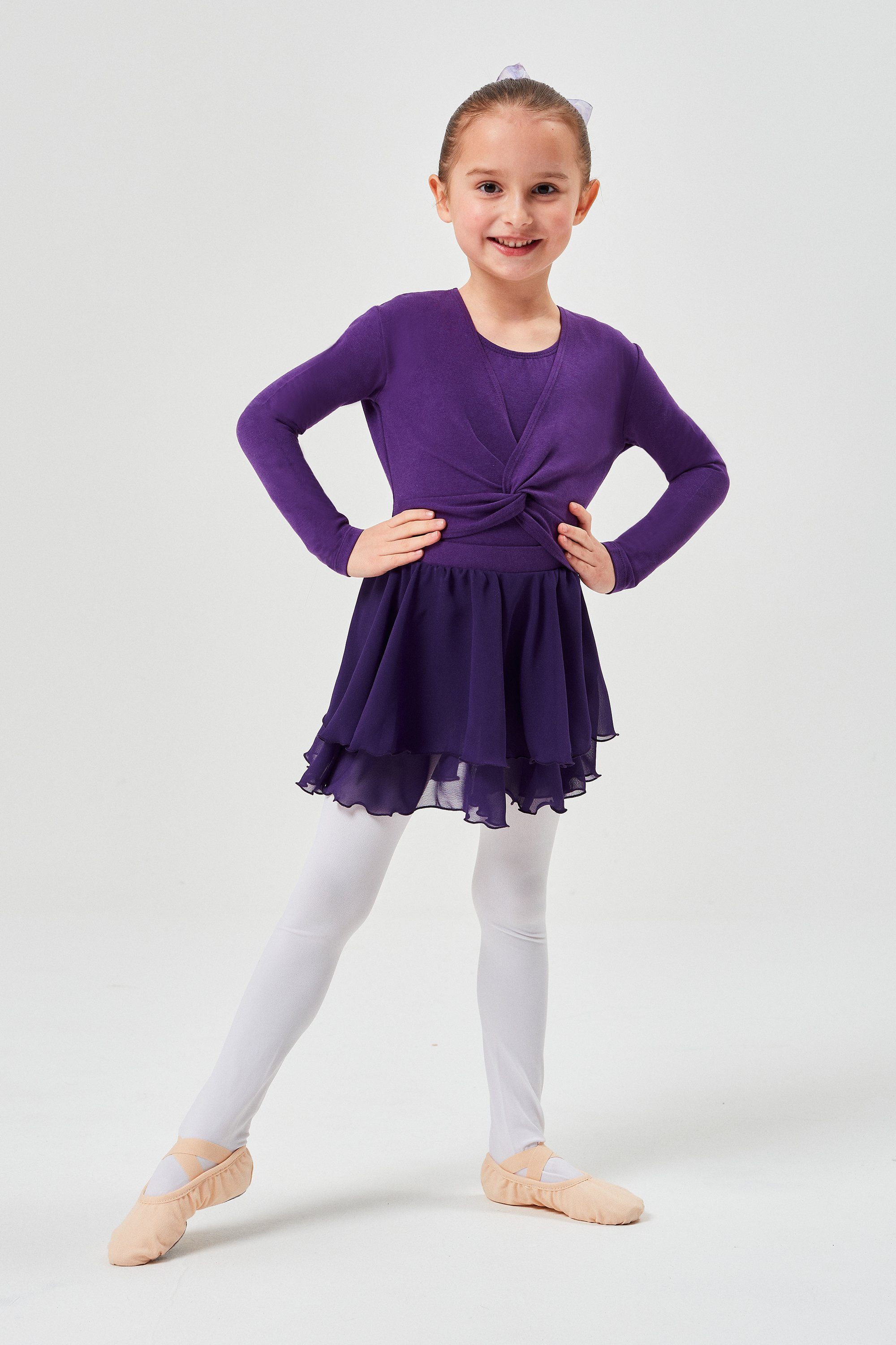 tanzmuster Crop-Top Langarm Ballett Top Mia aus wunderbar weicher Baumwolle Oberteil für Mädchen fürs Kinder Ballett – Bild 3 von 5