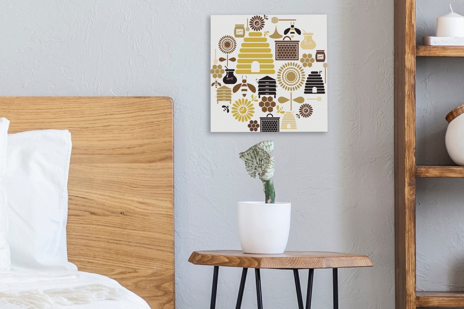 OneMillionCanvasses® Leinwandbild Eine Leinwand St), Wohnzimmer der von Bilder Bienen, Illustration für Schlafzimmer (1 Piktogramme