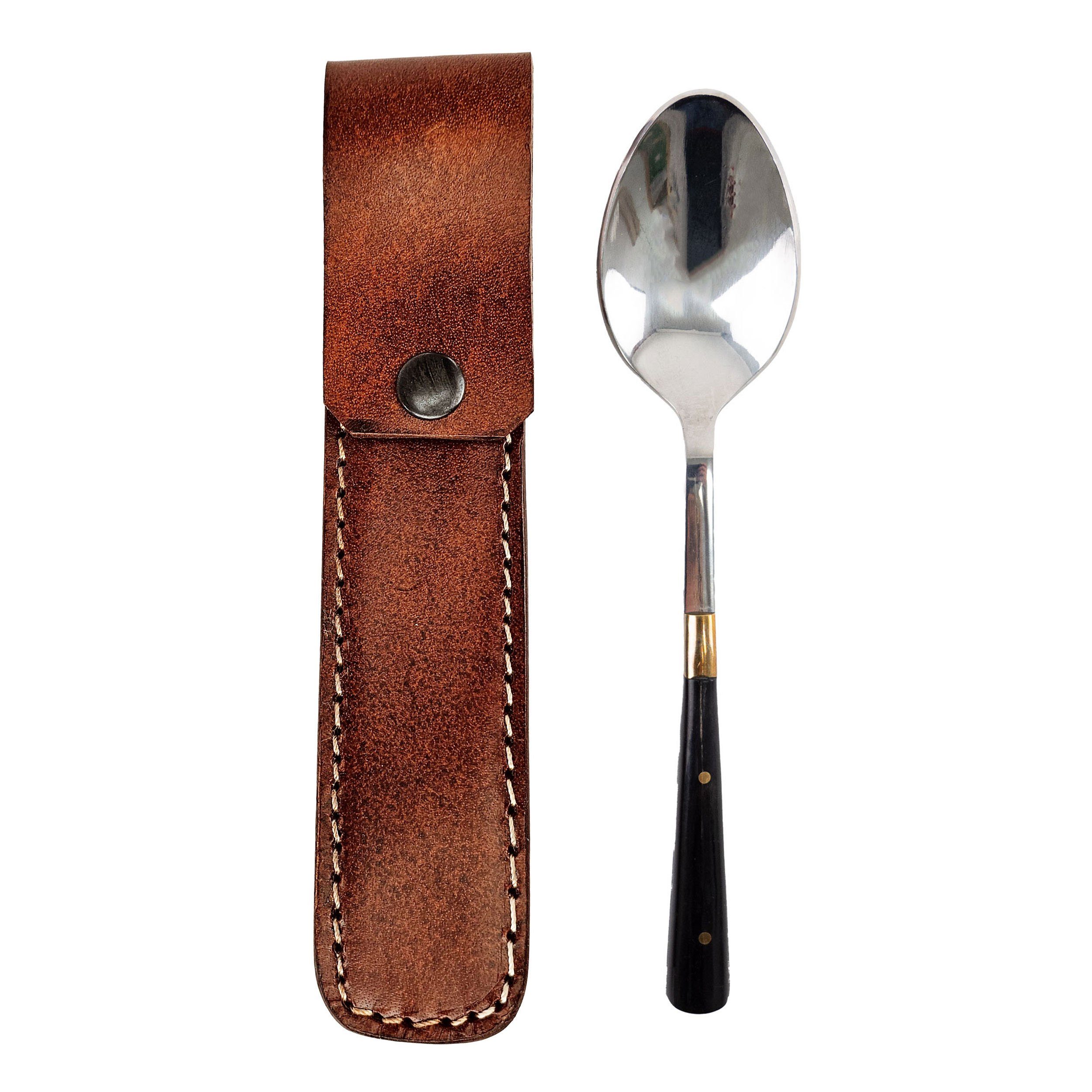Besteck-Set Spätmittelalterlicher Löffel aus Edelstahl schwarzer Griff