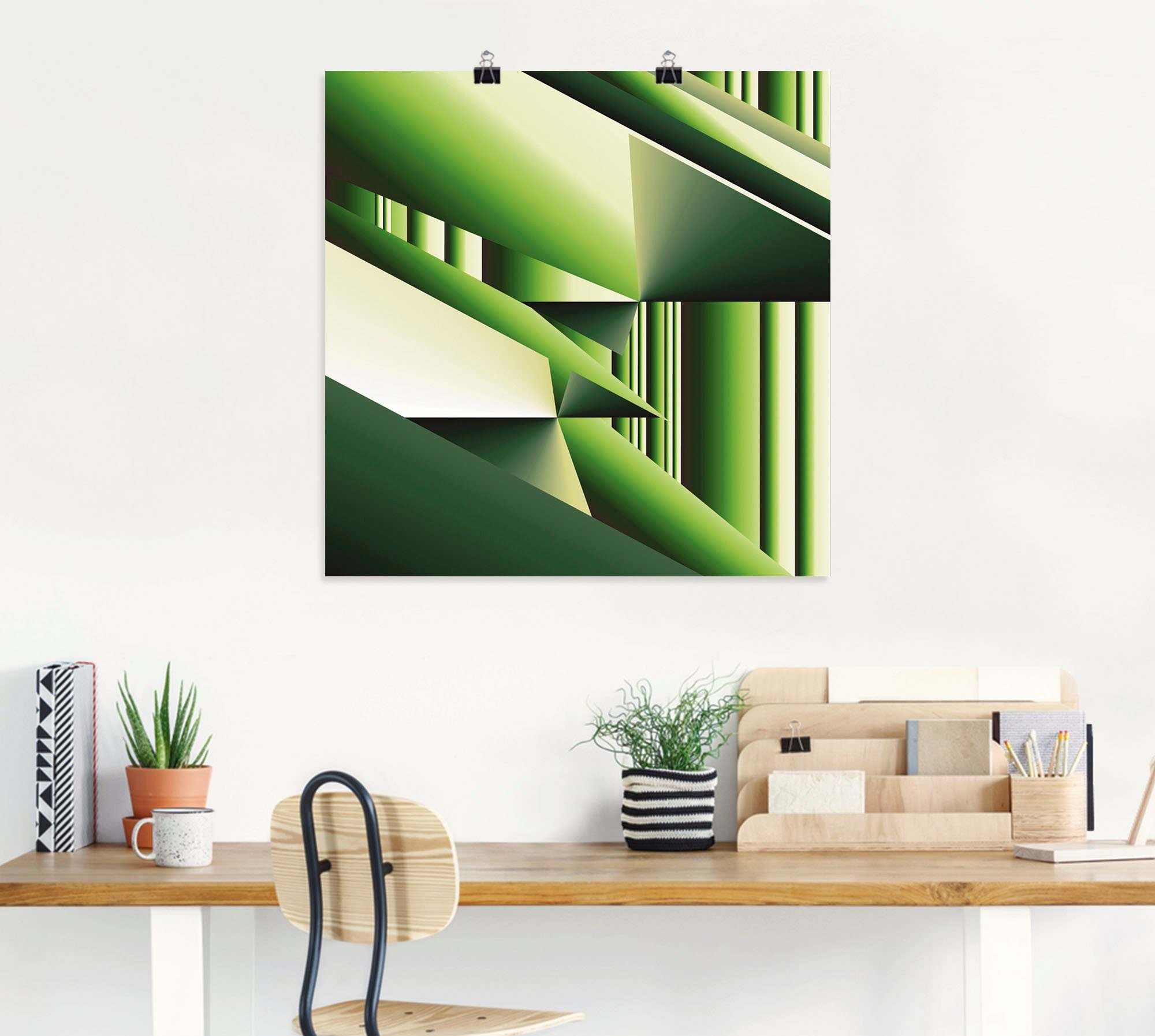 Artland Wandbild Alubild, Muster als Modern Größen Wandaufkleber in oder Art, Poster Grüner Bambus Leinwandbild, versch. (1 St)