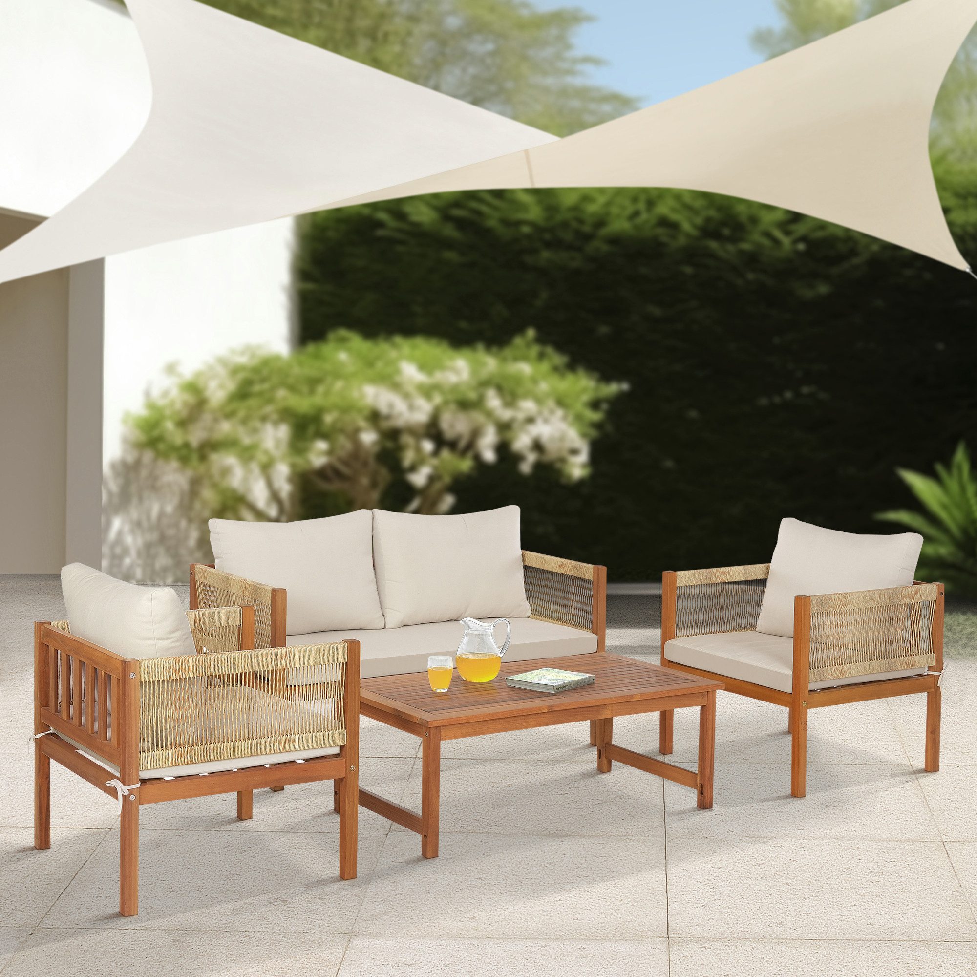 casa.pro Gartenlounge-Set, (4-tlg., 1 Tisch, 2 günstig online kaufen