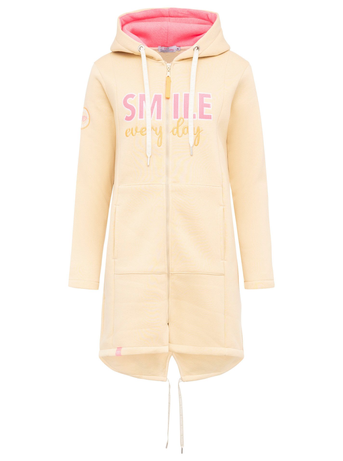 Zwillingsherz Kapuzensweatjacke Hoodiemantel "Smile Everyday" innen mit Fle günstig online kaufen