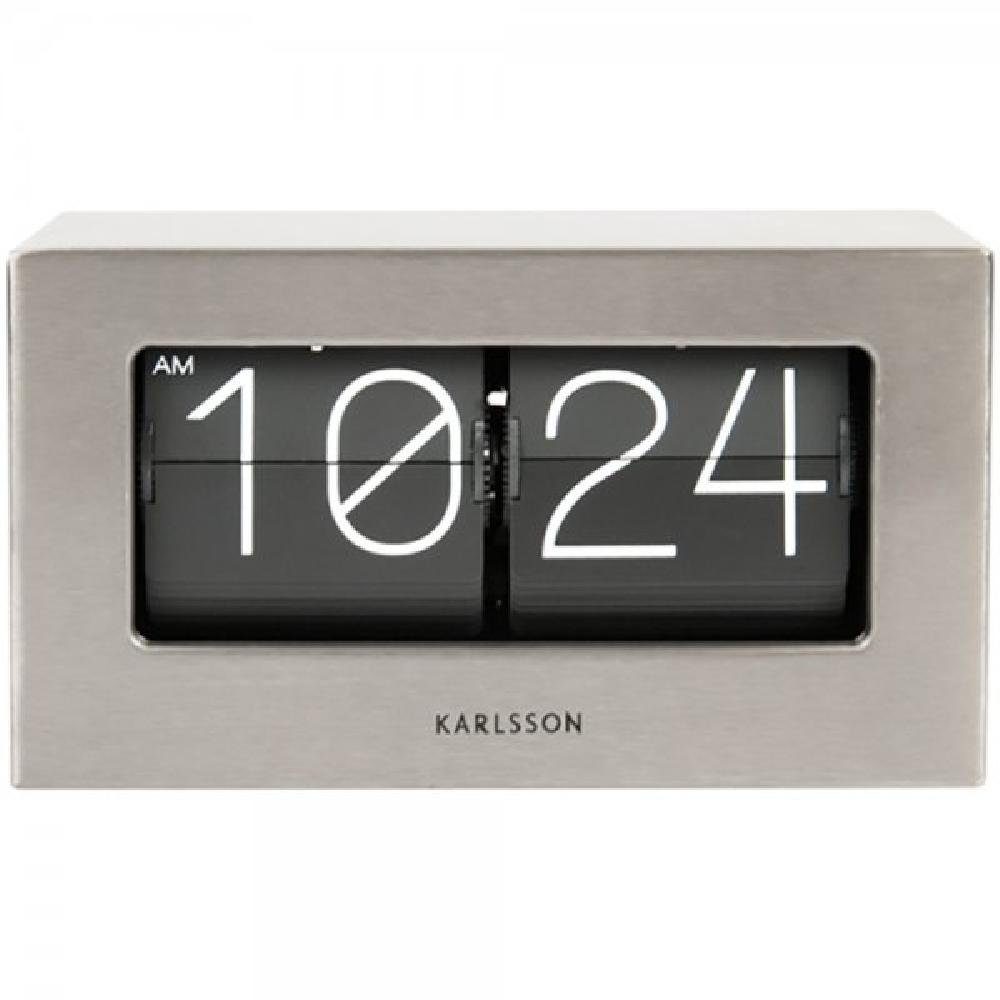 Karlsson Uhr Wand- und Tischuhr Boxed Flip Brushed Steel (20,5x7x11,5cm)