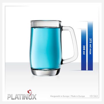 PLATINUX Bierglas Bierseidel, Glas, mit Henkel Set 6-Teilig 300ml (max. 375ml) Bierkrug Bierkrüge Biergläser