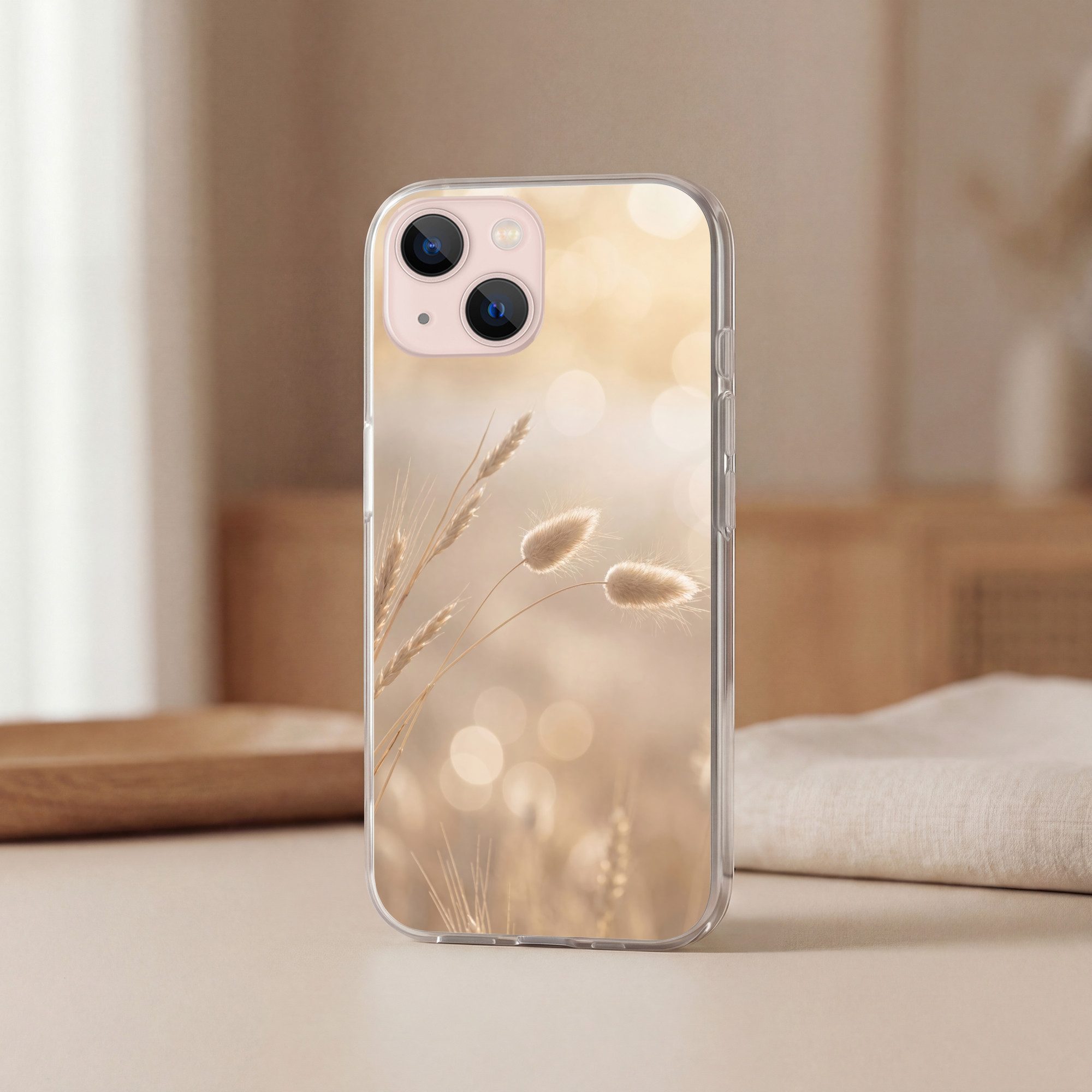 MuchoWow Handyhülle für Apple iPhone 13 mini Dunstschwanzgras - Grannenhaare - Sonnenlicht, Smartphone-Bumper, Print, Handy Schutzhülle Dünn