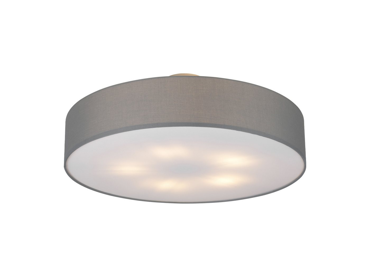 meineWunschleuchte Deckenleuchte mit Stoff Lampenschirm Grau Braun Ø 60cm, ohne Leuchtmittel, große Stoff-Lampe, gemütliche Deckenlampe, E14 Schlafzimmerlampe