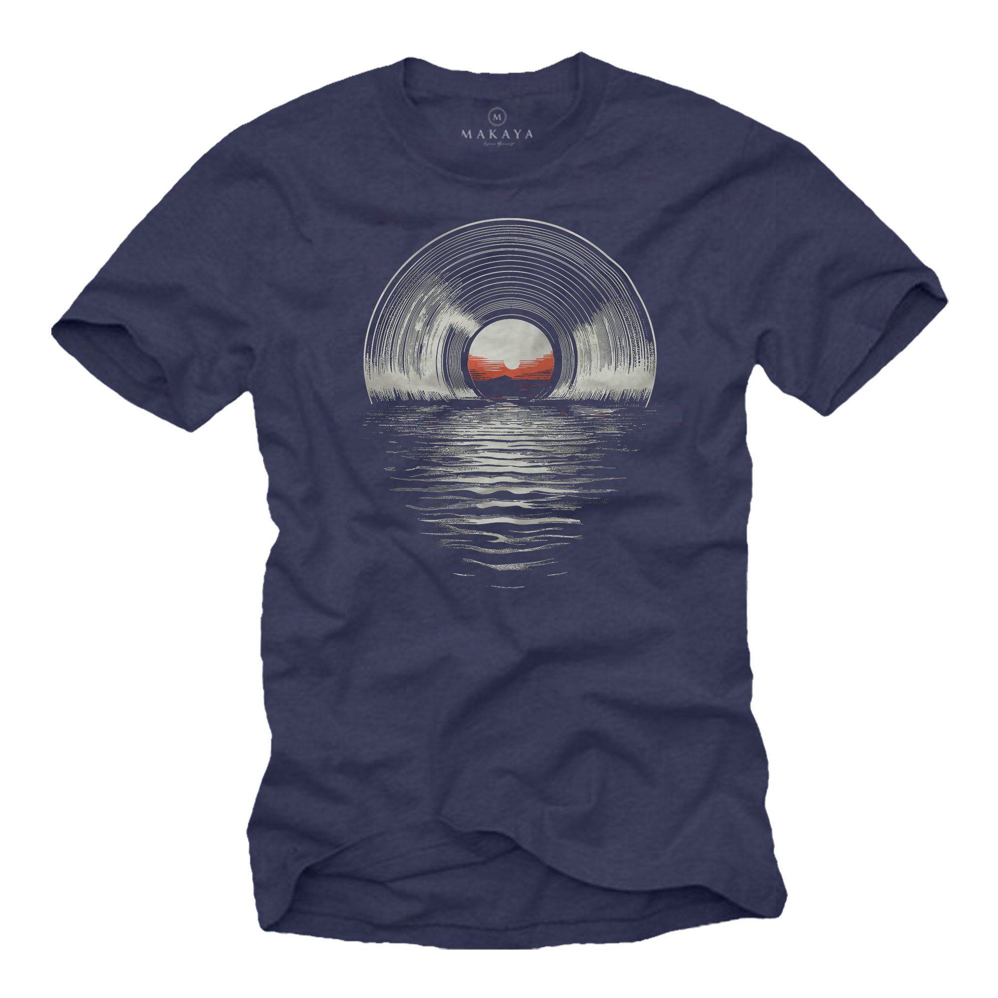 T-Shirt Vintage Herrenshirt für Musikliebhaber – mit Schallplatte Print
