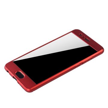 König Design Handyhülle Huawei P10 Plus, Huawei P10 Plus Handyhülle 360 Grad Schutz Full Cover Rot