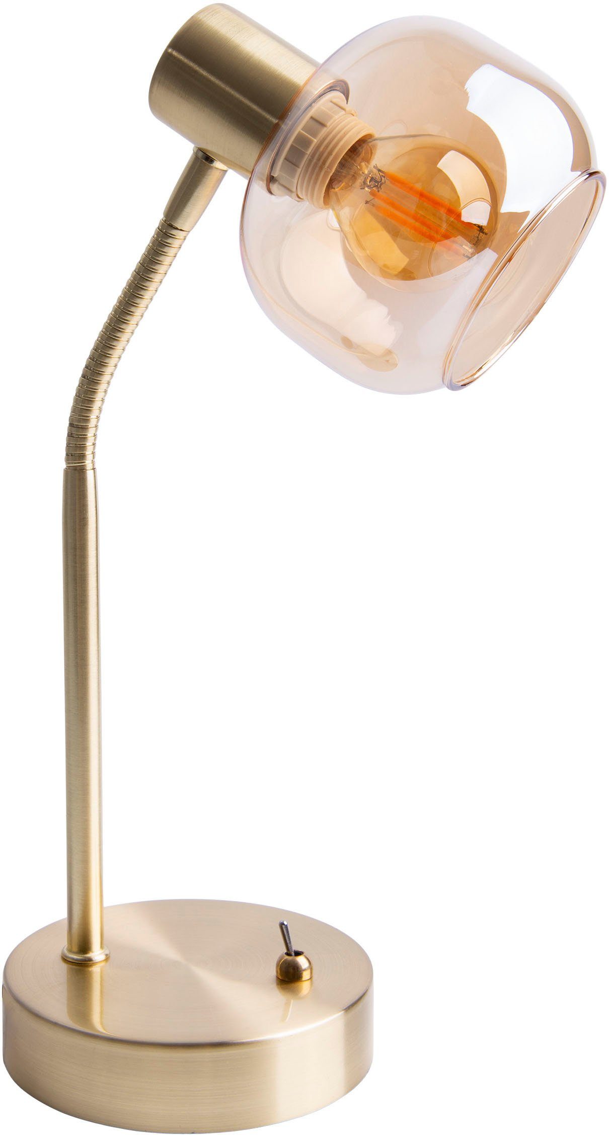 Tischleuchte verstellbar 1xE14 amber näve flexibel Leuchtmittel, excl. Glasschirm 1flg. getönt Libby, in ohne