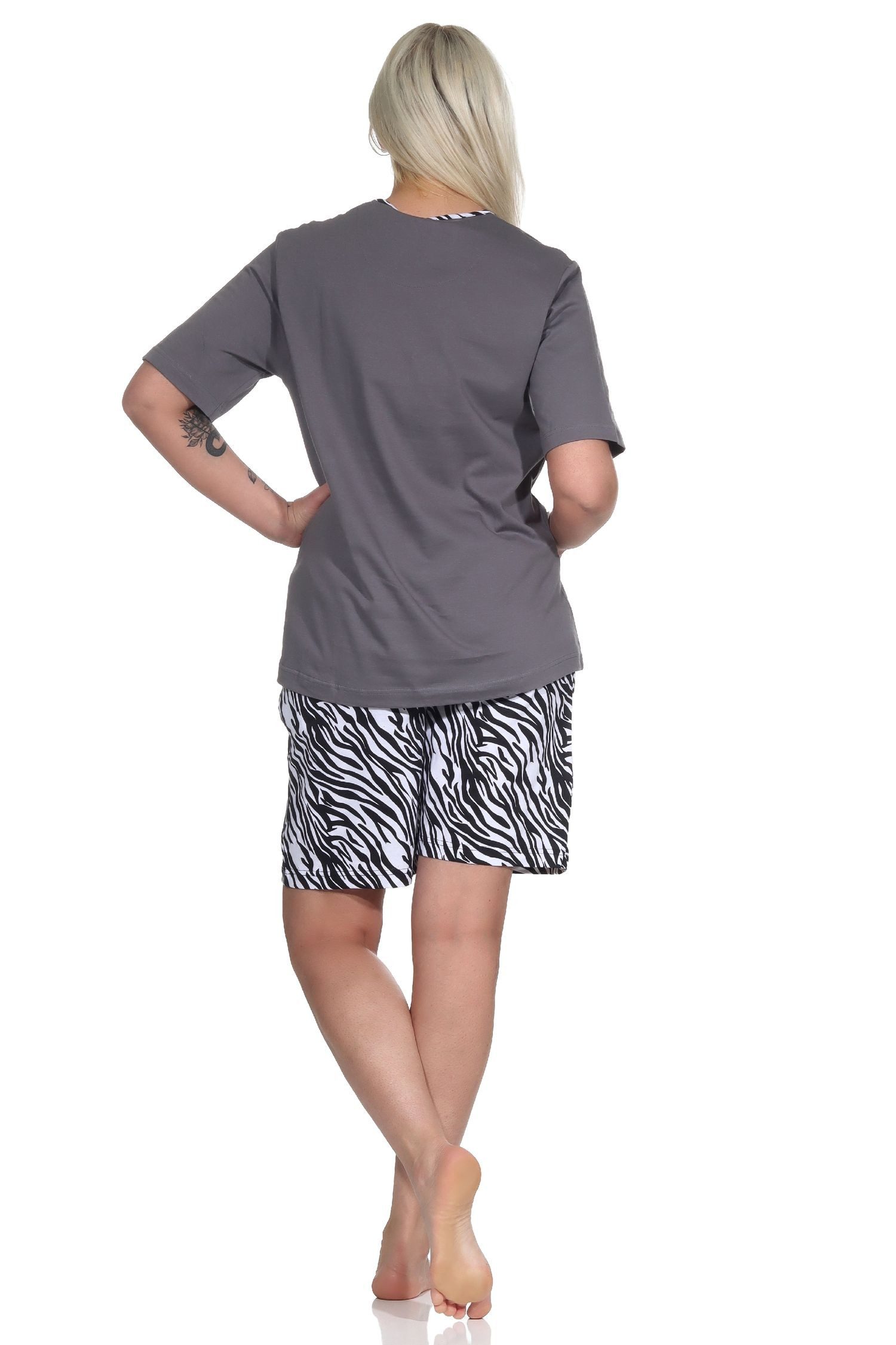 Normann Pyjama Süsser Damen Shorty Pyjama kurzarm Schlafanzug mit Tiermotiv – Bild 3 von 5