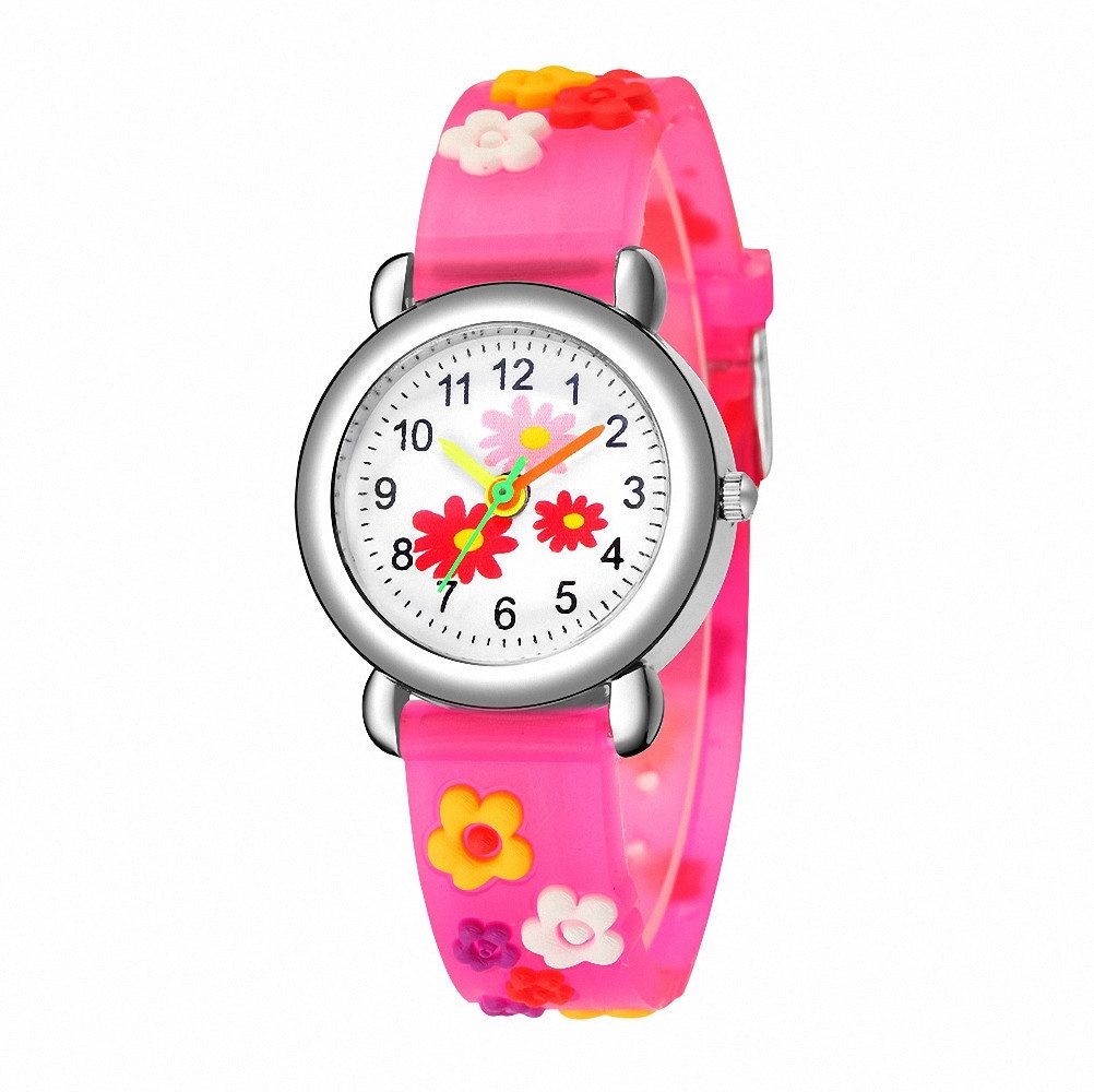 Taffstyle Quarzuhr Kinder Armbanduhr Silikon Uhr Bunte Mädchen Kinderuhr mit Blumen, (Mädchen Jungen Sportuhr Bunte Kinderuhr Farbige Lernuhr Silikonuhr Süß)