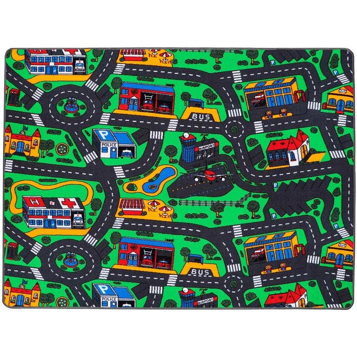 Kinderteppich CITY Primaflor-Ideen in Textil rechteckig Höhe: 5 mm Straßen-Spiel-Teppich Straßenbreite ca. 9 cm Kinderzimmer